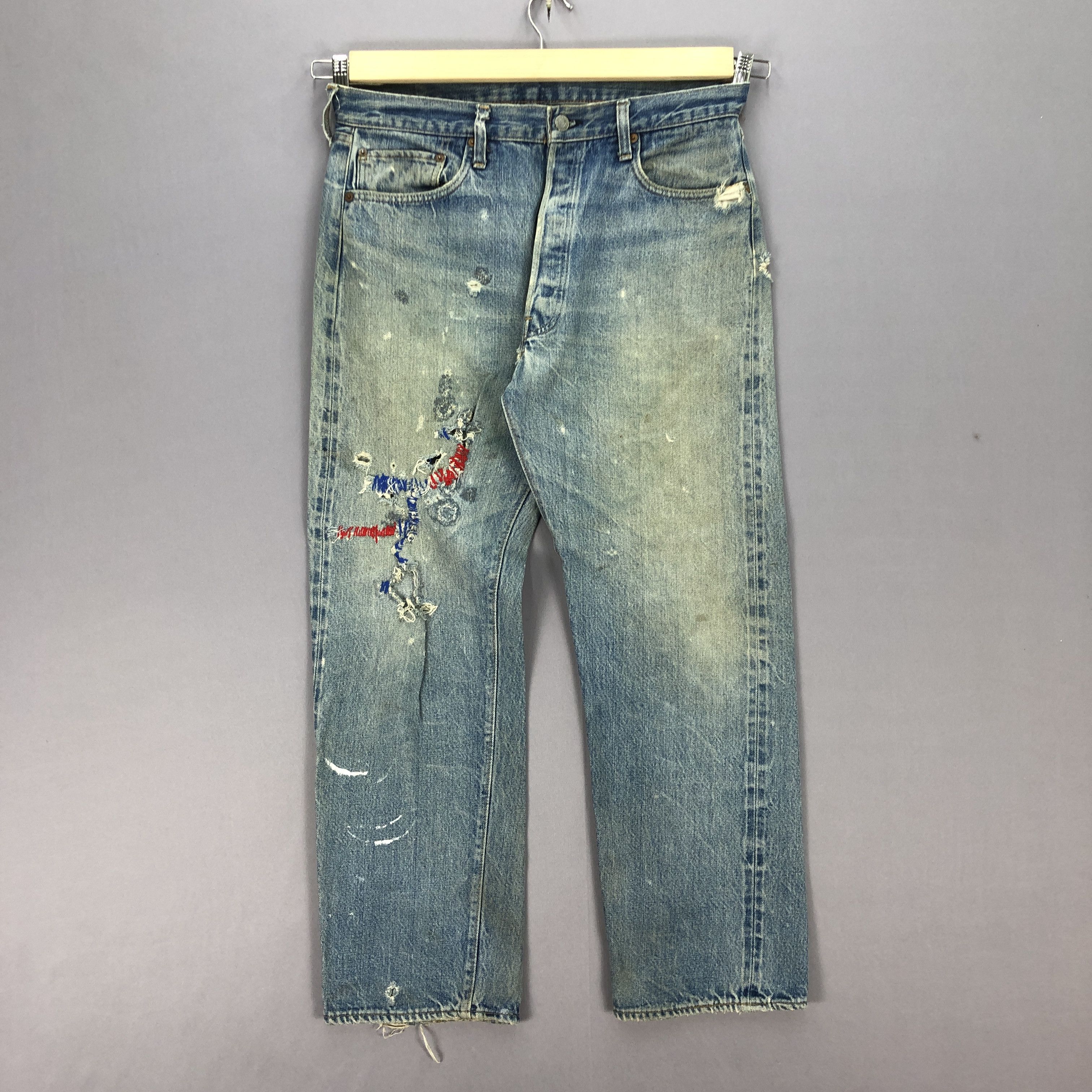 Levi's Vintage Levis 501 Selvedge Button #6 Distressed Jeans Denim Size US 34 / EU 50 - 1 Thumbnail