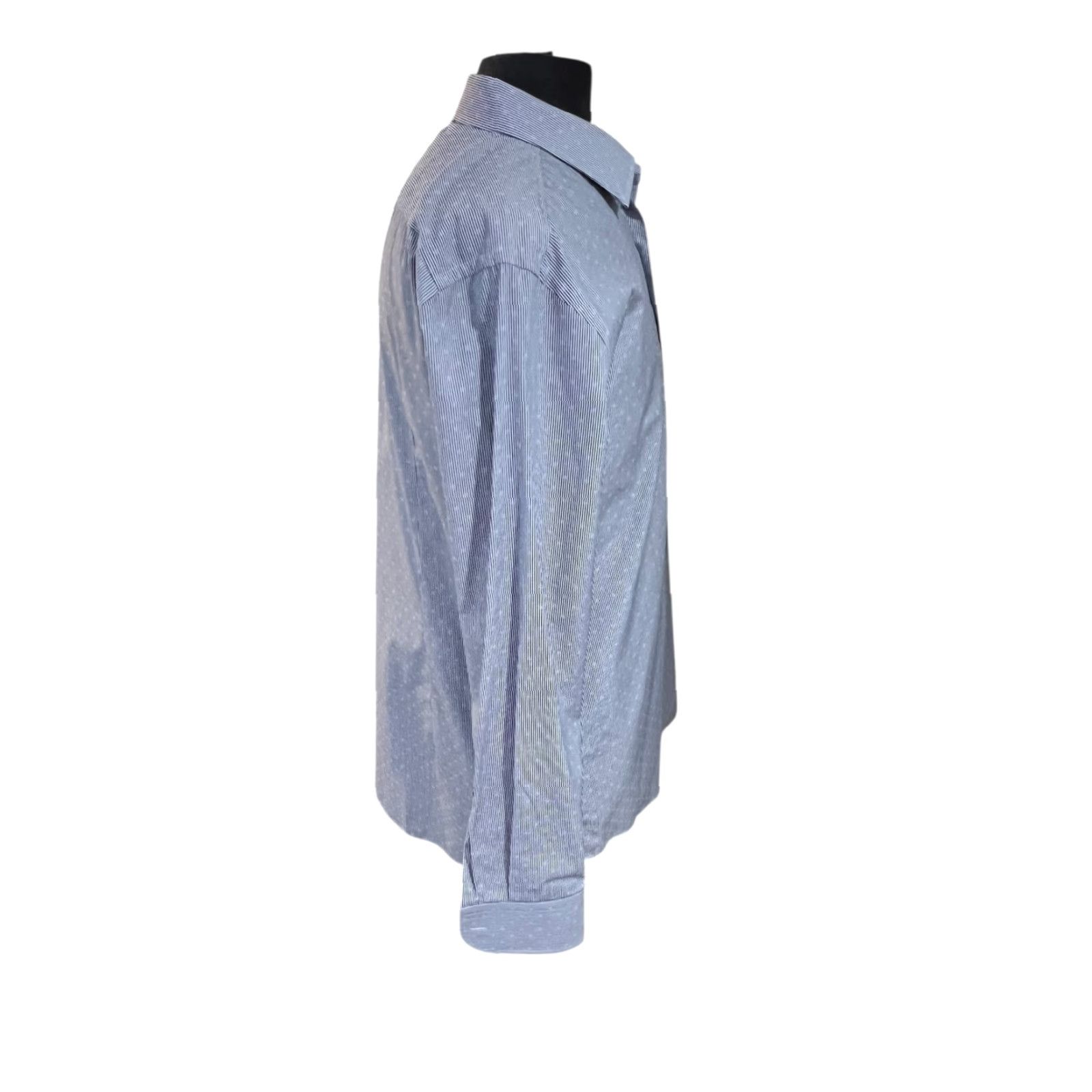 Hugo Boss HUGO BOSS Slim Fit Easy Iron Gray Stripe Dress Shirt Mens XL 17.5 Supima Cotton Slim Size 46R - 5 Thumbnail