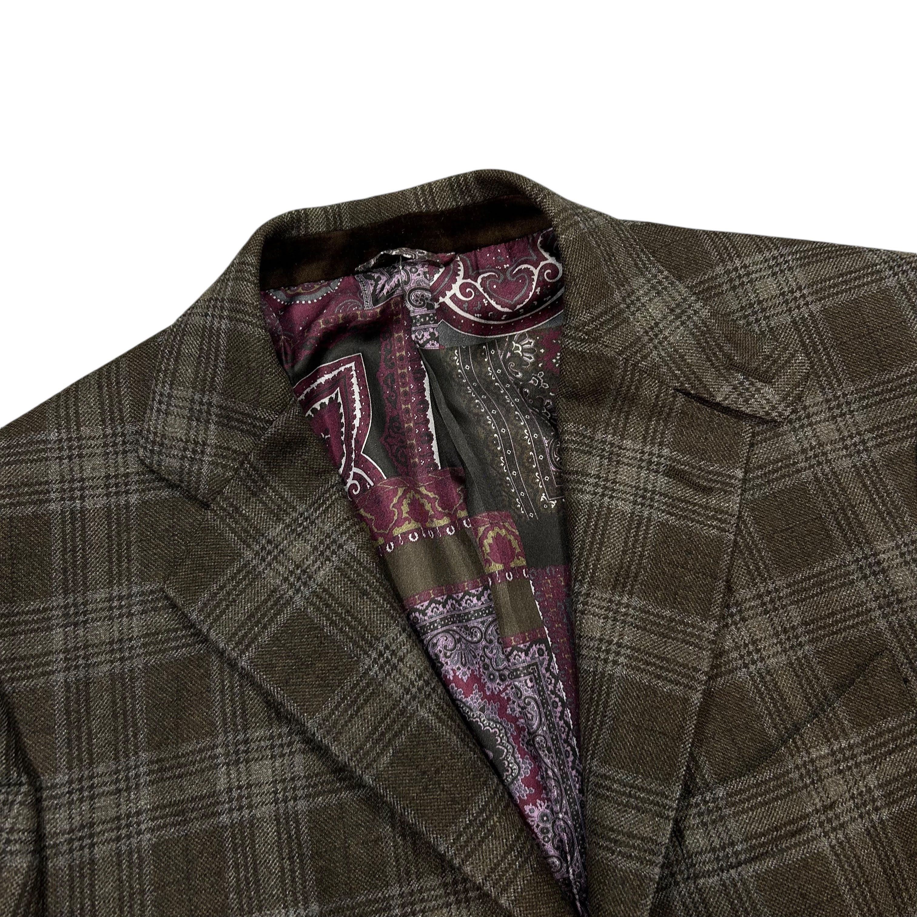 Etro Etro Milano Gray Brown Check Wool Silk Lined Blazer 50L Size 50L - 5 Thumbnail