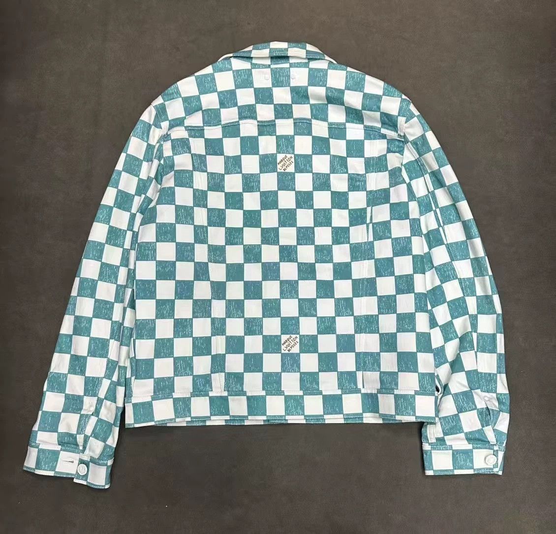 Louis Vuitton LV Damier Denim Trucker Jacket Tiffany Blue/Green 54 Size US L / EU 52-54 / 3 - 2 Thumbnail
