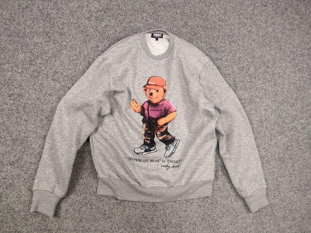 Vintage Sneaky Drip Bear Crew Chek Gray Sweatshirt Supreme Style Size US M / EU 48-50 / 2 - 8 Thumbnail