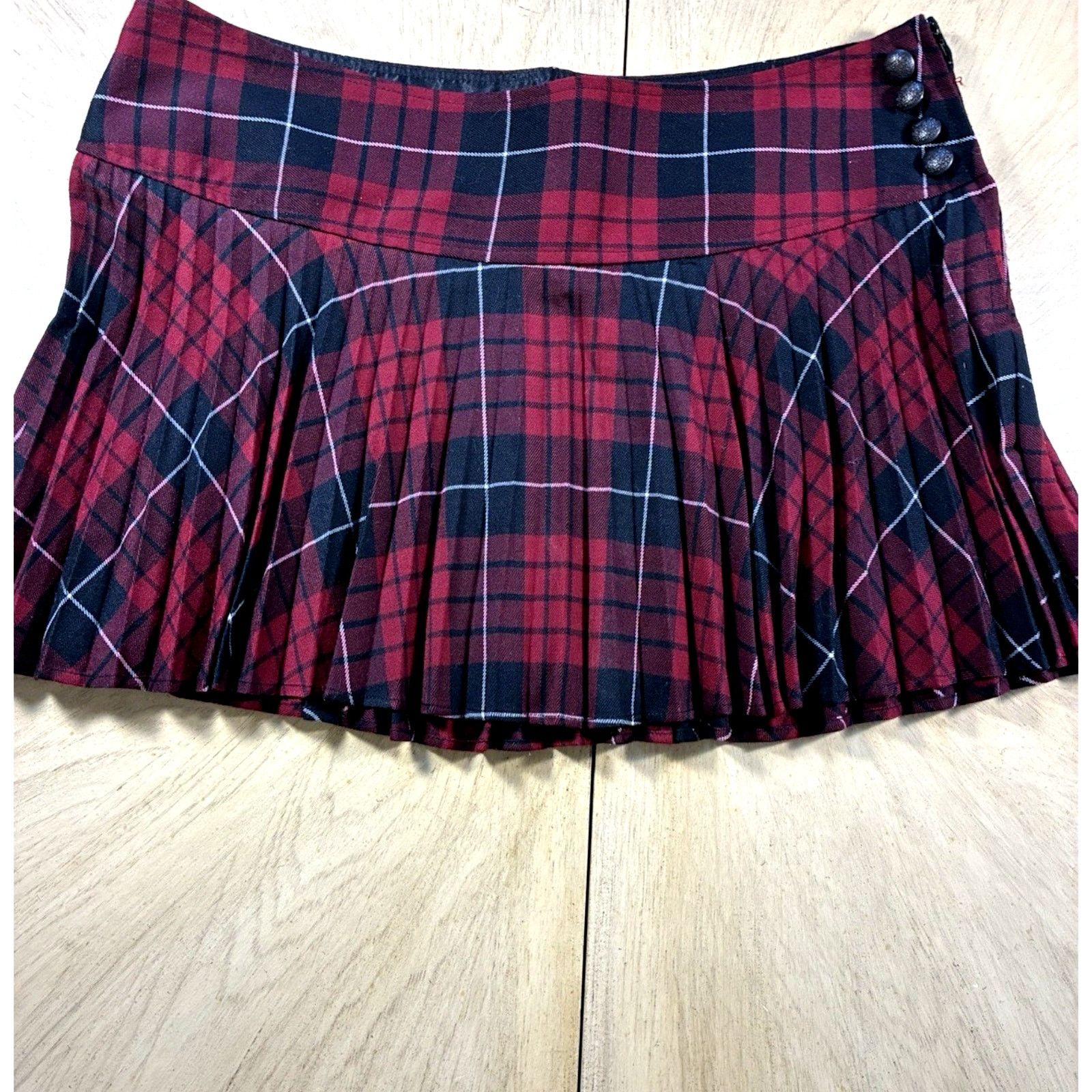 Other Y2K Charlotte Russe Micro Mini Pleated Skirt M Red Plaid Size 30" / US 8 / IT 44 - 6 Thumbnail