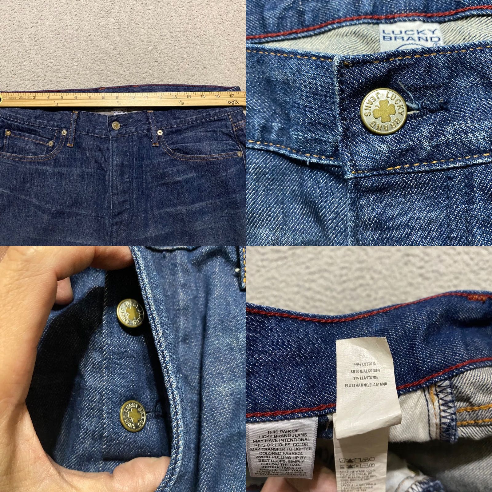 Lucky Brand Lucky Brand Jeans Mens 34 Athletic Straight Mid Rise Medium Wash Blue Cone Denim Size US 34 / EU 50 - 8 Thumbnail