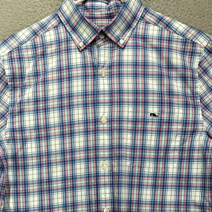 Vineyard Vines Vineyard Vines Tucker Shirt Men Small Plaid Button-Down Classic with Whale Logo Pink Short Sleeve Button Up Shirt Size US S / EU 44-46 / 1 - 3 Thumbnail