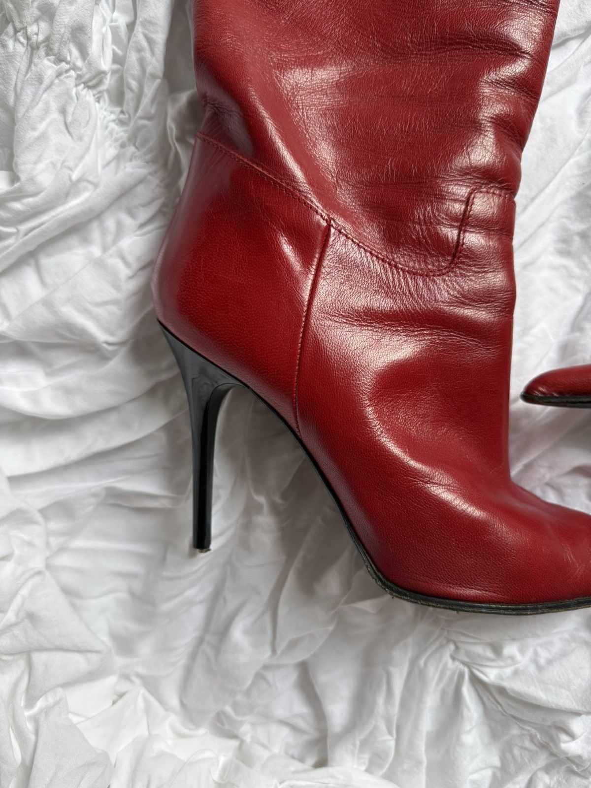 Other Red leather vintage stilettos boots Size US 7 / IT 37 - 6 Thumbnail