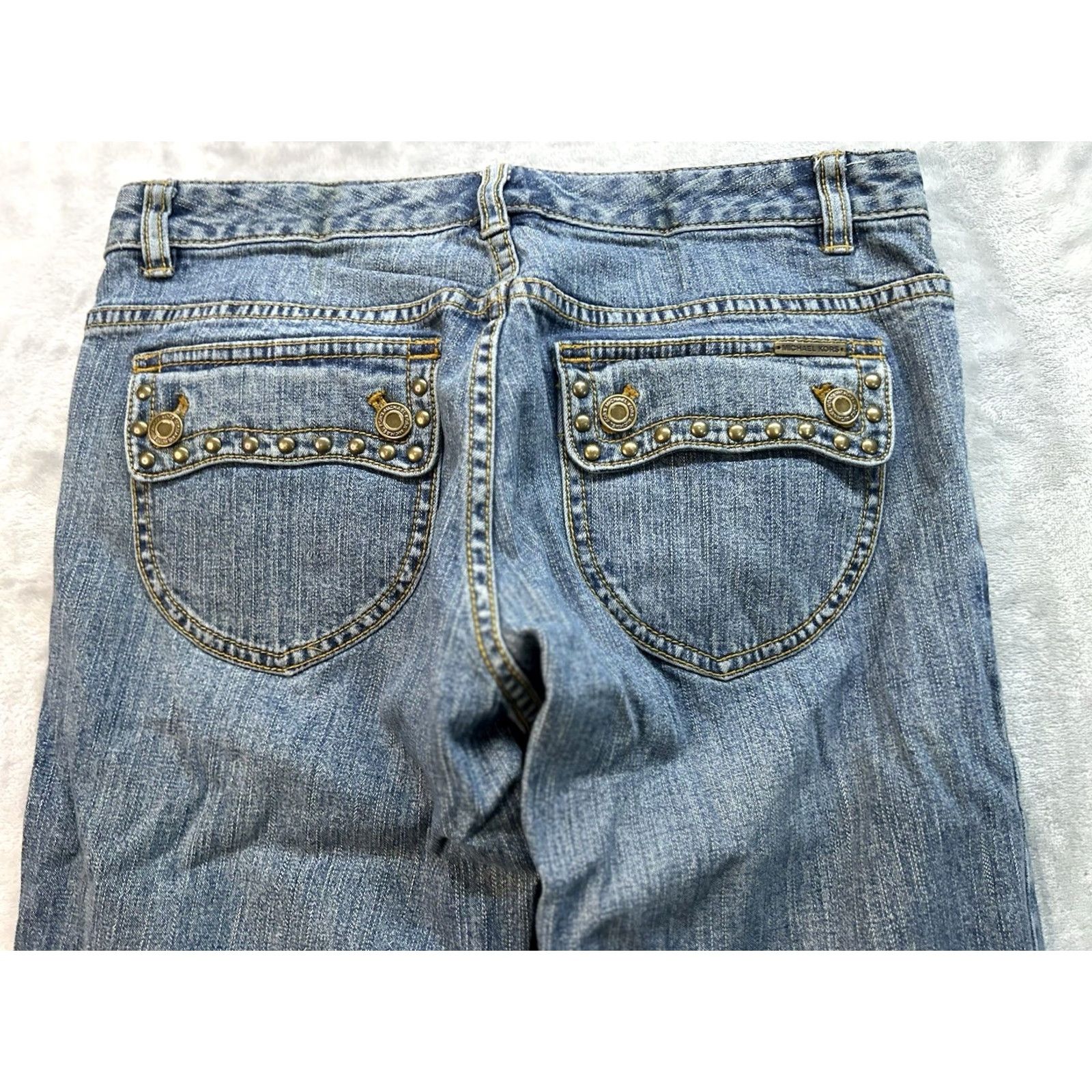 Michael Kors VINTAGE Michael Kors Jeans Women Sz 4 Blue Bootcut Western Biker Cowgirl Studded Boho 90s Hip Hop Punk Rock Motorcycle Jeans Womens Size 27" / US 4 / IT 40 - 4 Thumbnail