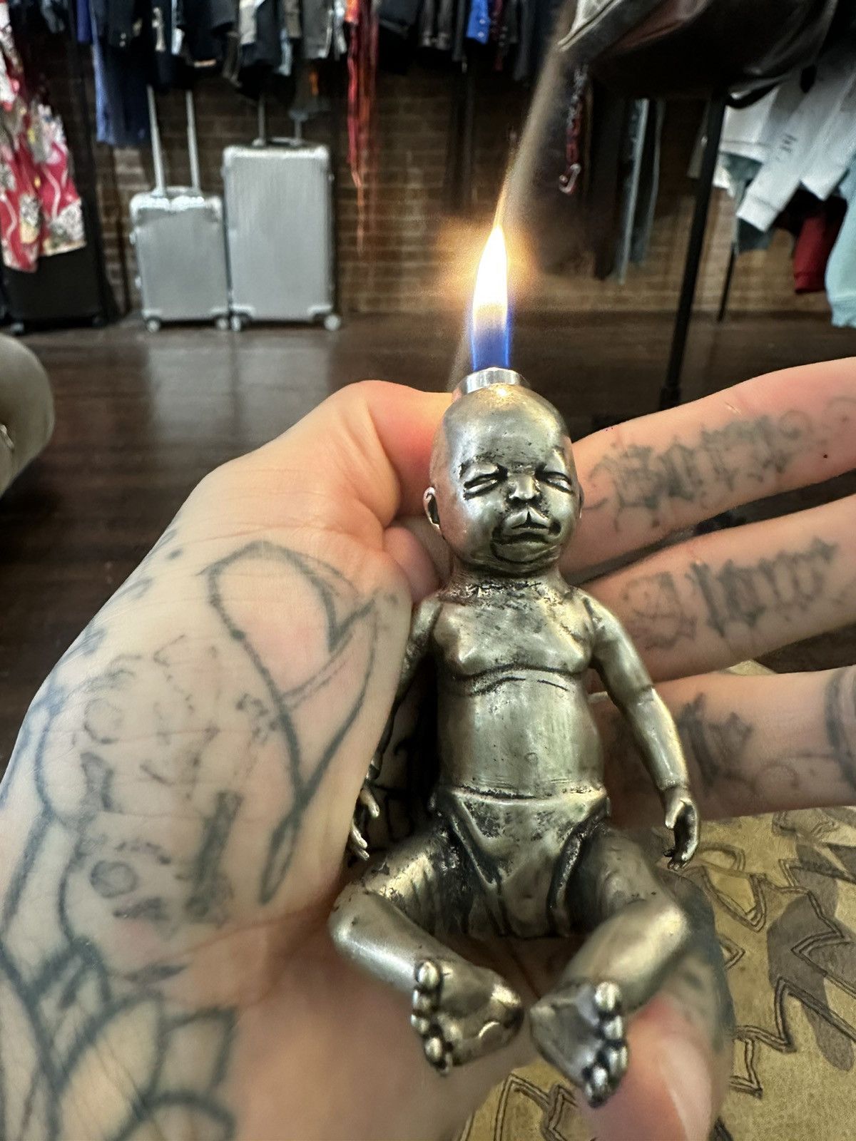 Enfants Riches Deprimes ERD 1 of 3 CRYING CRACK BABY LARGE SILVER LIGHTER Size ONE SIZE - 18 Thumbnail