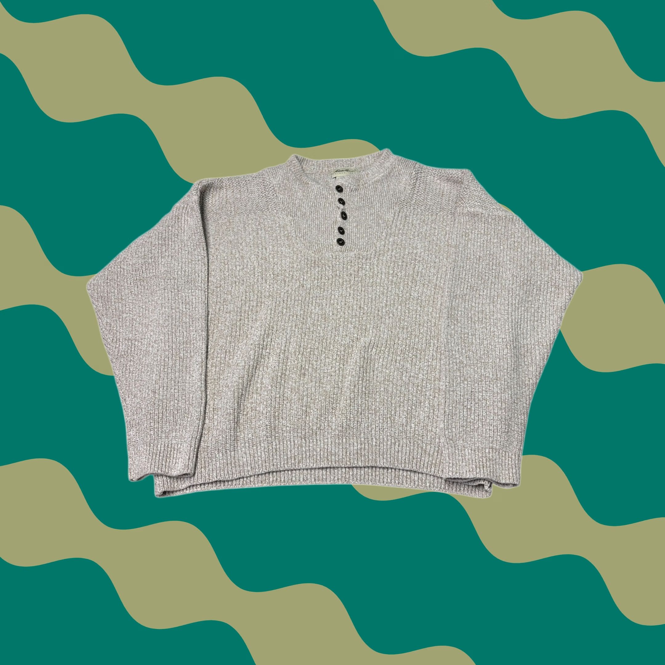 Eddie Bauer VINTAGE Eddie Bauer Mens XL Tall Beige Textured Neck Cotton Sweater Made USA Size US XL / EU 56 / 4 - 1 Thumbnail