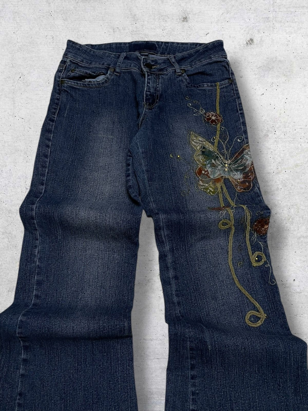 Tornado Mart VINTAGE 90S JAPAN BUTTERY NEPHENTES STYLE EMRBROIDERED FLARE Size US 30 / EU 46 - 4 Thumbnail