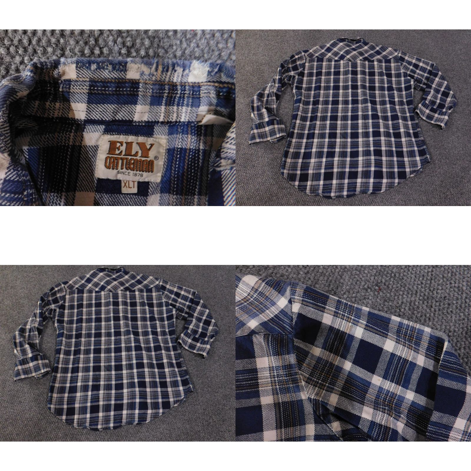 Vintage VINTAGE Ely Cattleman Shirt Mens XLT Blue Plaid Western Pearl Snap Size US XL / EU 56 / 4 - 8 Thumbnail