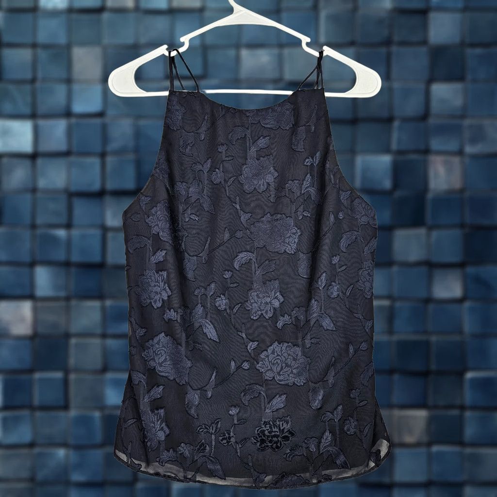 Vintage Finders Women's Tank Floral Sleeveless Size S Blue Polyester Round Neck Casual Basic All Seasons Size S / US 4 / IT 40 - 1 Thumbnail