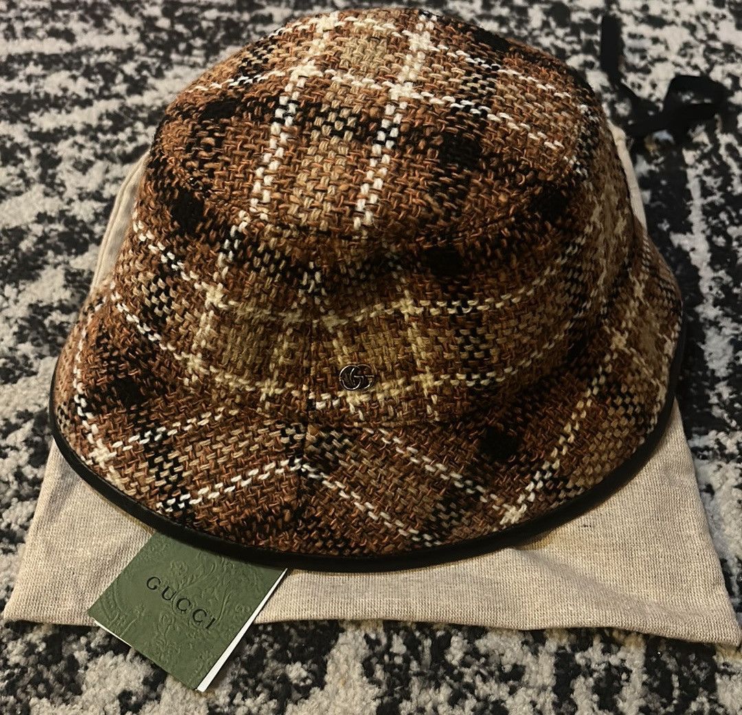 Gucci GUCCI Tartan Tweed Bucket Hat size M Size ONE SIZE - 1 Thumbnail