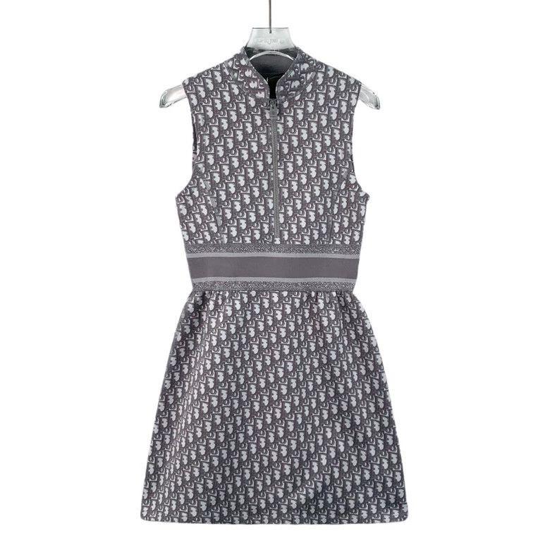 Dior Dior Gray Logo Sleeveless Dress Size US XS / EU 42 / 0 - 1 Thumbnail