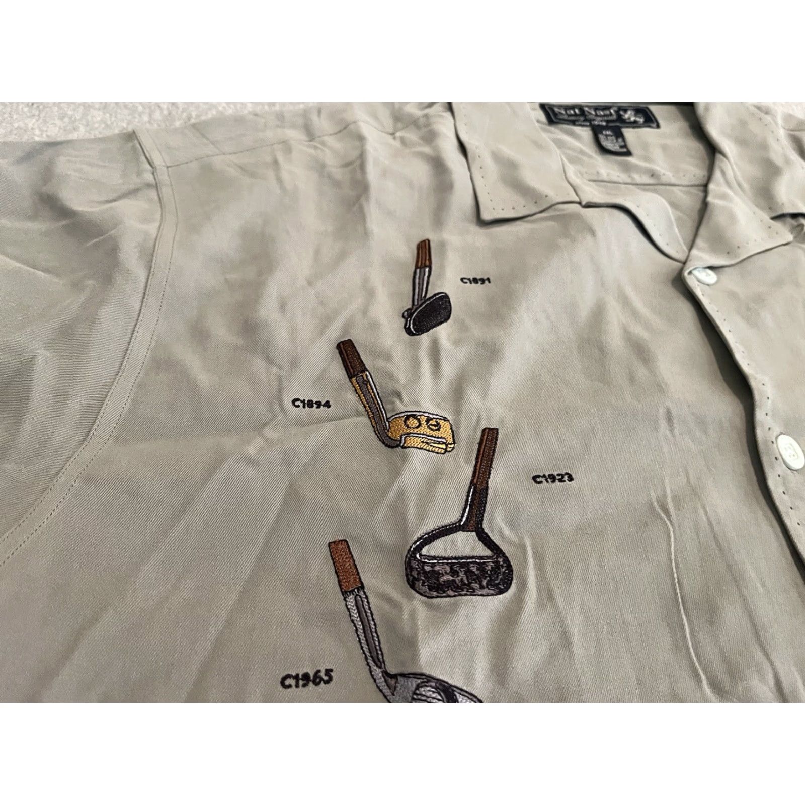 Nat Nast Nat Nast Limited Edition Embroidered Silk Shirt Short Game Golf Mens 2XL Gray Short Sleeve Button-Up Size US XXL / EU 58 / 5 - 3 Thumbnail