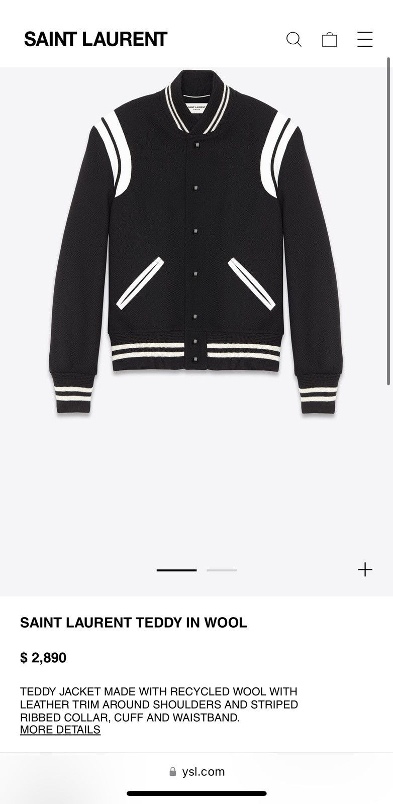 Saint Laurent Paris SS15 Saint Laurent classic black white teddy jacket 52 BNWT Size US L / EU 52-54 / 3 - 2 Thumbnail