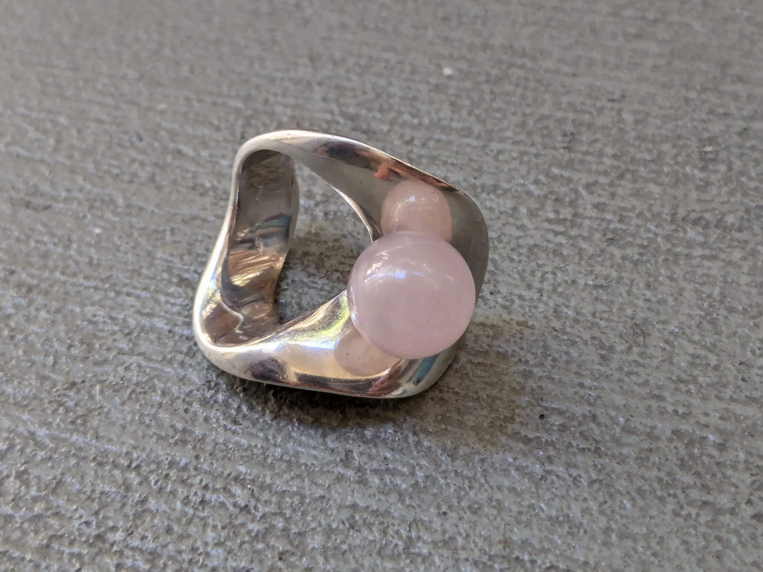 Jewelry Nuovegioie Sterling Silver Ring 6.5 Rose Quartz Abstract Size ONE SIZE - 4 Thumbnail