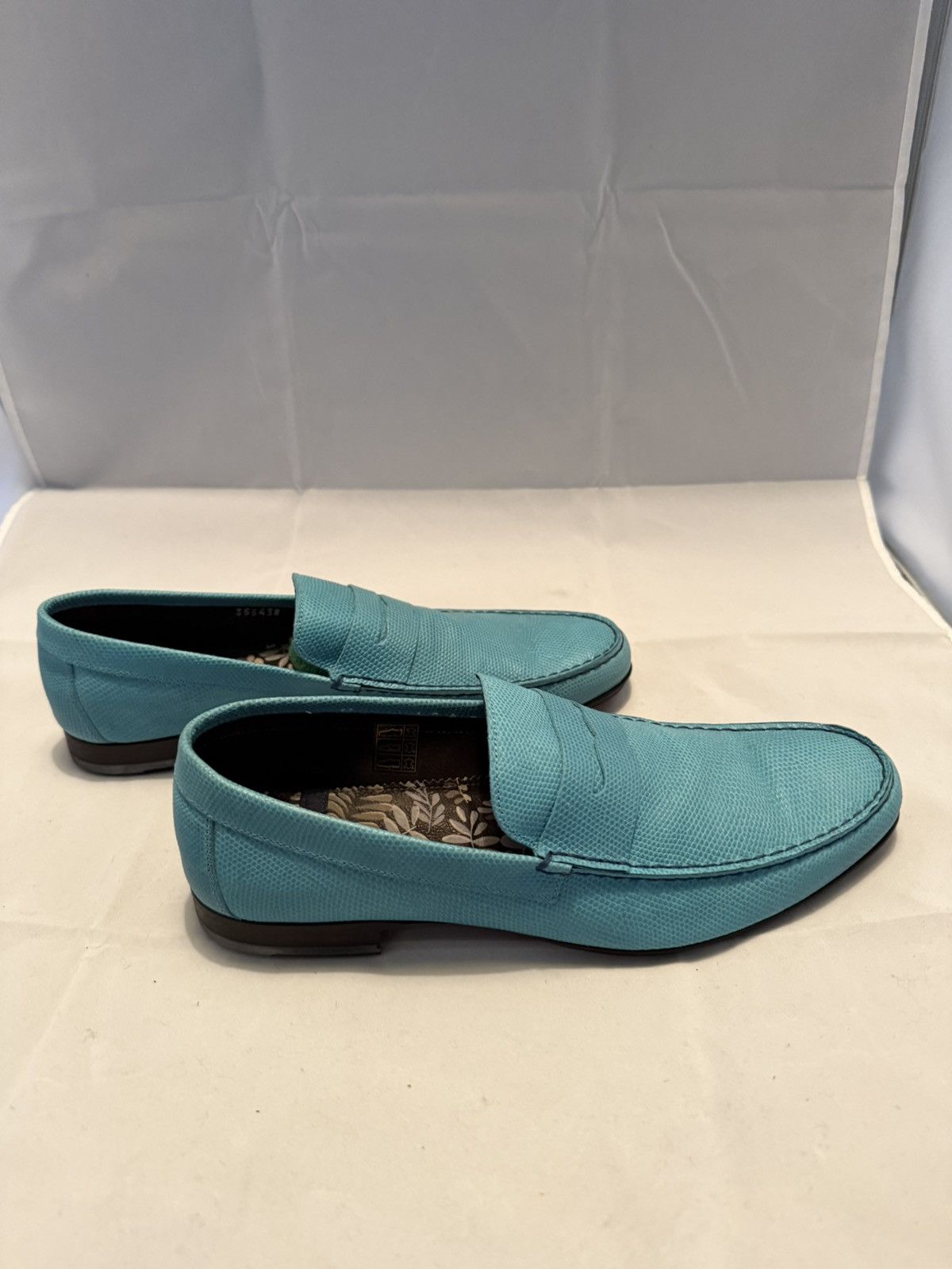 Paul Smith Paul Smith 8.1/2 Men's Blue Lizard-Effect Leather Loafers Size US 8.5 / EU 41-42 - 3 Thumbnail