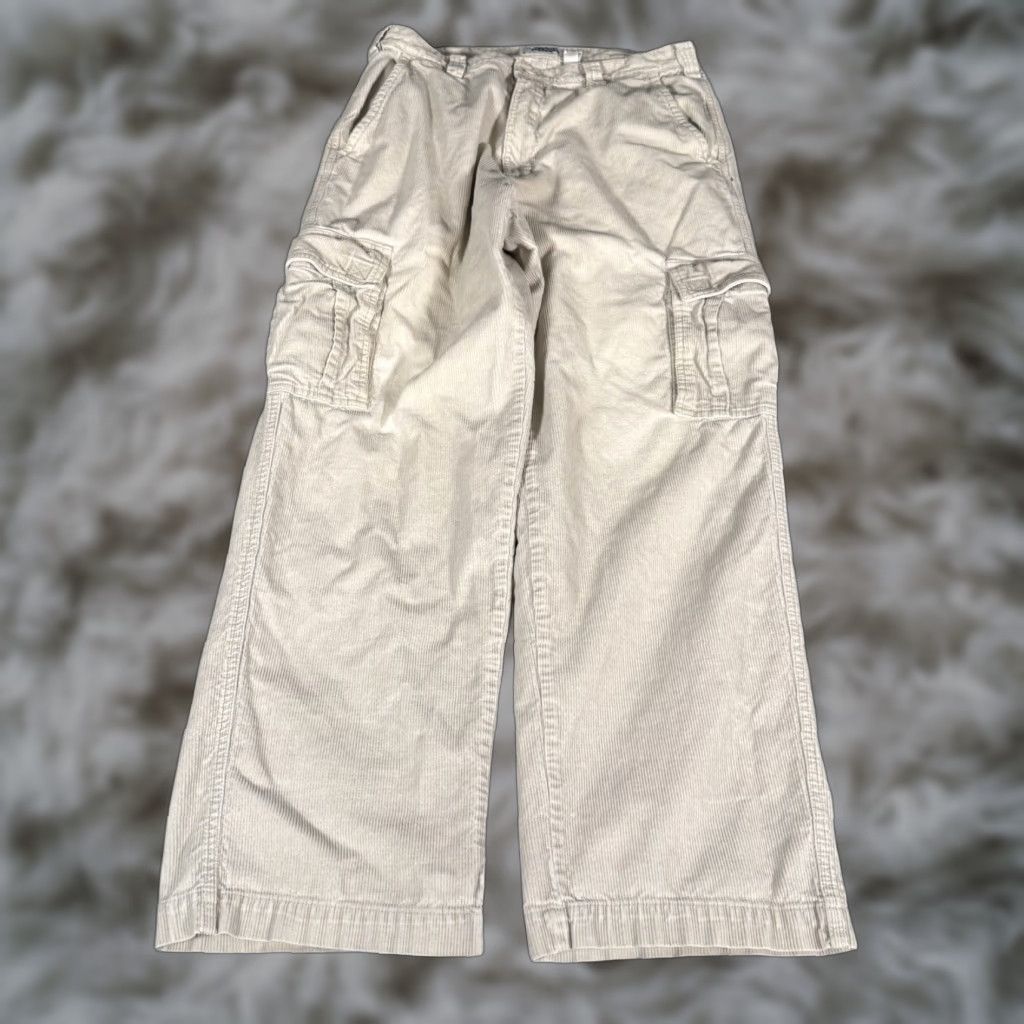 Old Navy VINTAGE Old Navy Corduroy Cargo Pants Mens 33 Beige Distressed Cargo Pocket Straight Regular 30 Inseam Y2K Influence Size US 33 - 1 Thumbnail