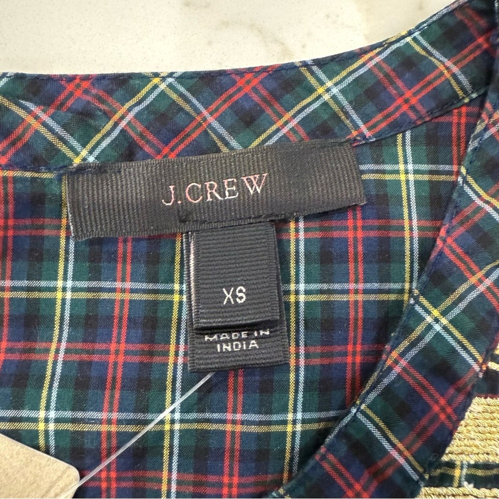 J.Crew J. Crew NWT Embroidered Plaid Peasant Holiday Top Womens XS Size XS / US 0-2 / IT 36-38 - 7 Thumbnail
