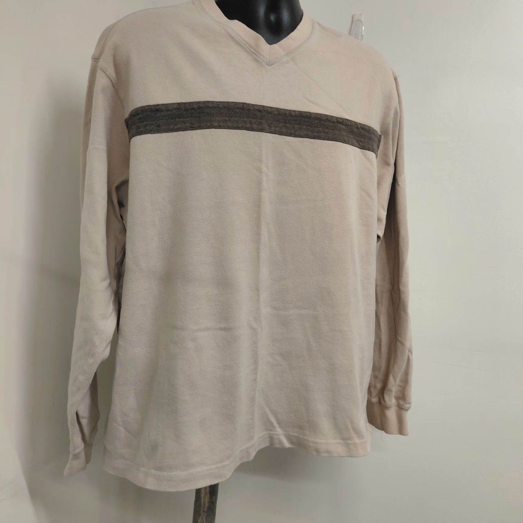 Eddie Bauer Eddie Bauer Sweater Mens L Beige Striped V-Neck Long Sleeve Pullover Knitted Knit Casual Size US L / EU 52-54 / 3 - 3 Thumbnail