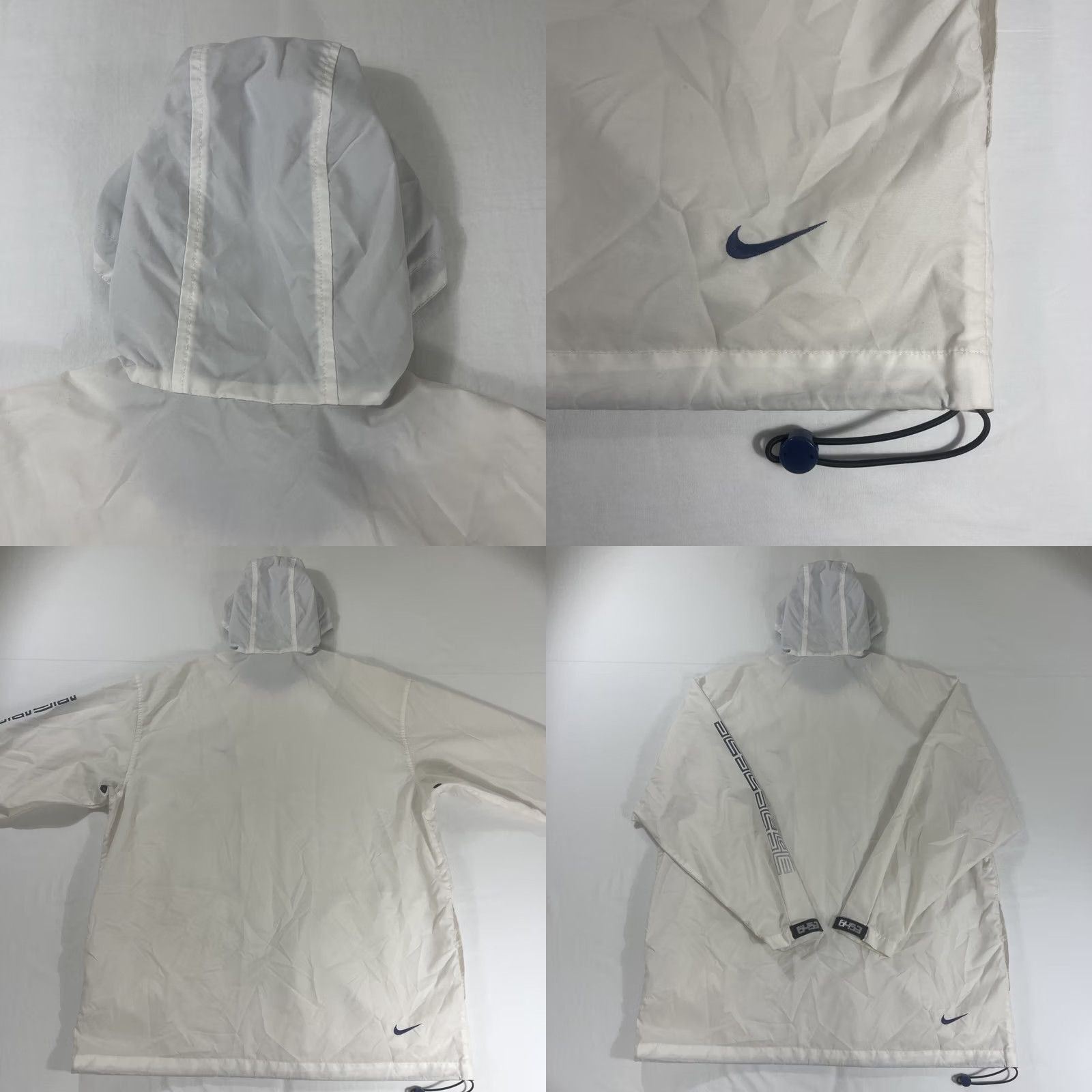 Nike VINTAGE Nike Windbreaker 6453 XL Hooded Jacket White Blue 90s 90s Mens Windbreaker Zip Full Zip Jacket Nike 6453 Size US XL / EU 56 / 4 - 11 Thumbnail