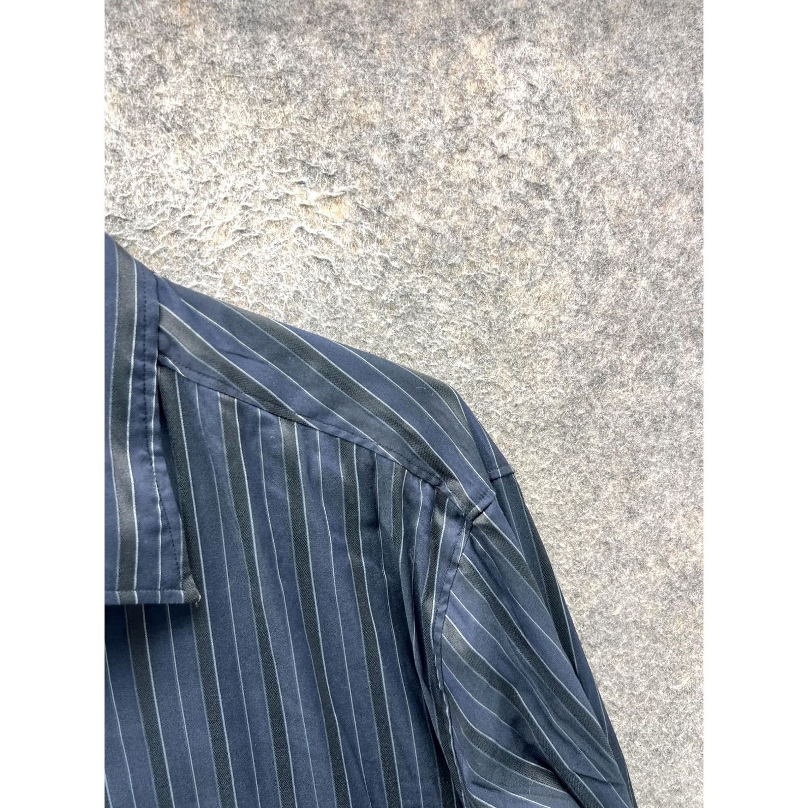 Theory Theory Dress Shirt Mens M Blue Pinstripe Long Sleeve Button Front Vintage Size 40R - 7 Thumbnail