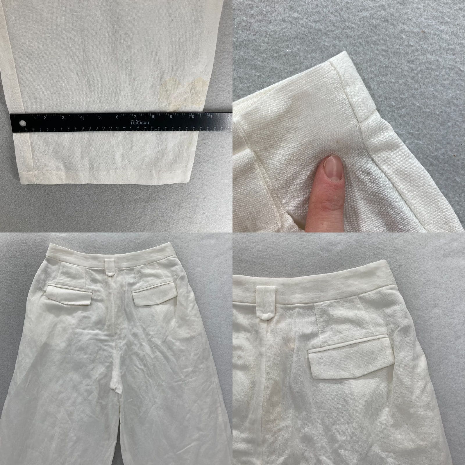 Anthropologie The Korner Linen Pleated Trousers Women's 4 White Relaxed Taper Pants Size 27" / US 4 / IT 40 - 9 Thumbnail