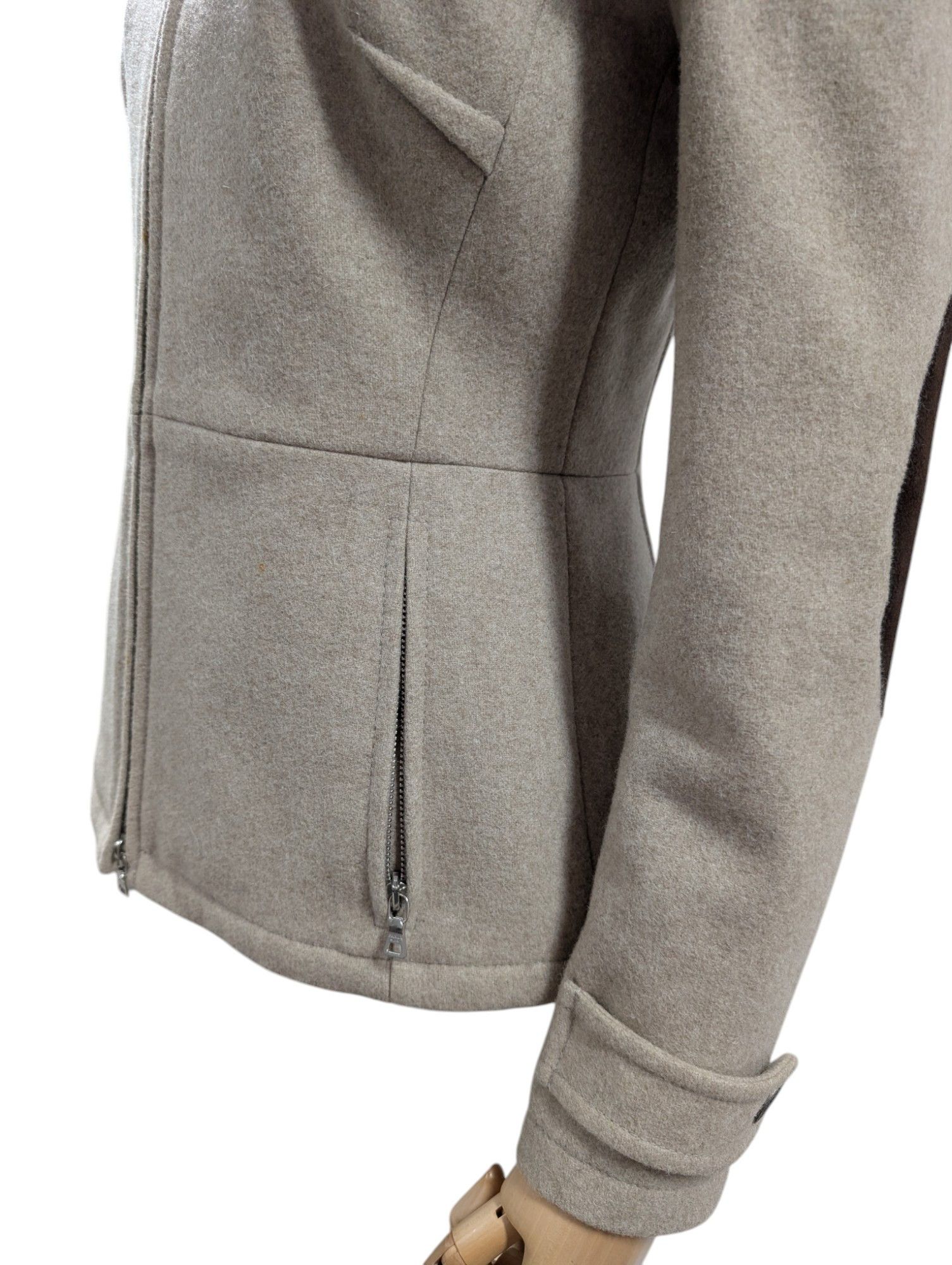 Prada Light Brown Zip Up Wool Jacket With Leather Elbow Padded Size XS / US 0-2 / IT 36-38 - 6 Thumbnail