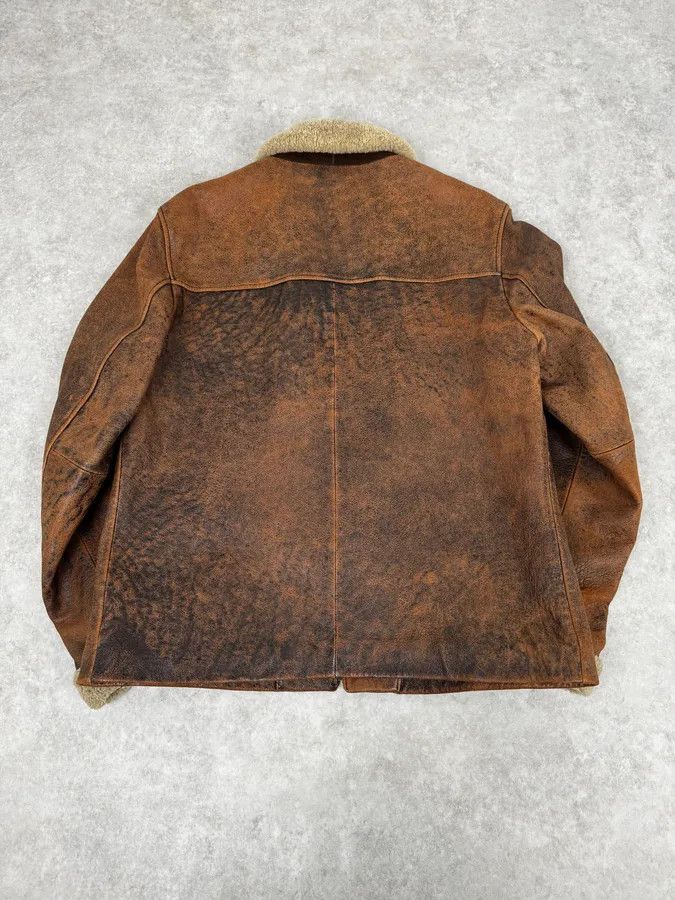 Dolce & Gabbana 2000s Dolce & Gabbana Aged Brown Leather Shearling Jacket Size US L / EU 52-54 / 3 - 4 Thumbnail