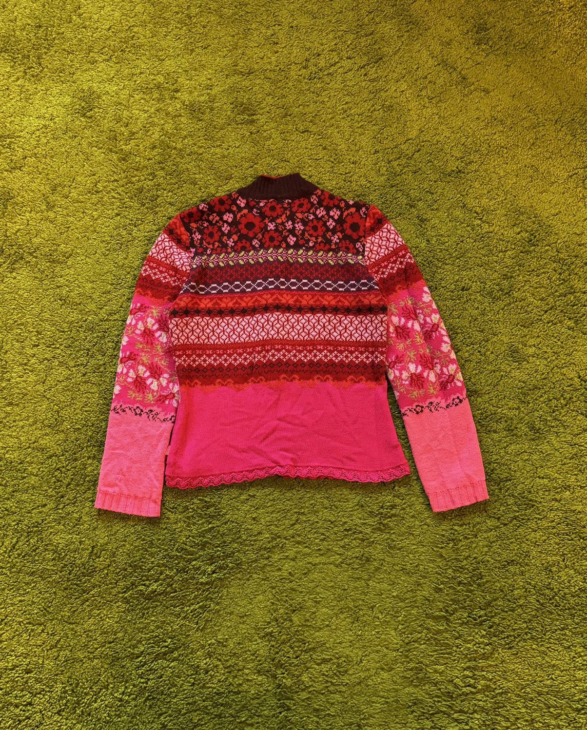 Designer × Oilily × Vintage Oilily 2000s vtg floral coloured wool cardigan sweater Y2K Size L / US 10 / IT 46 - 2 Thumbnail