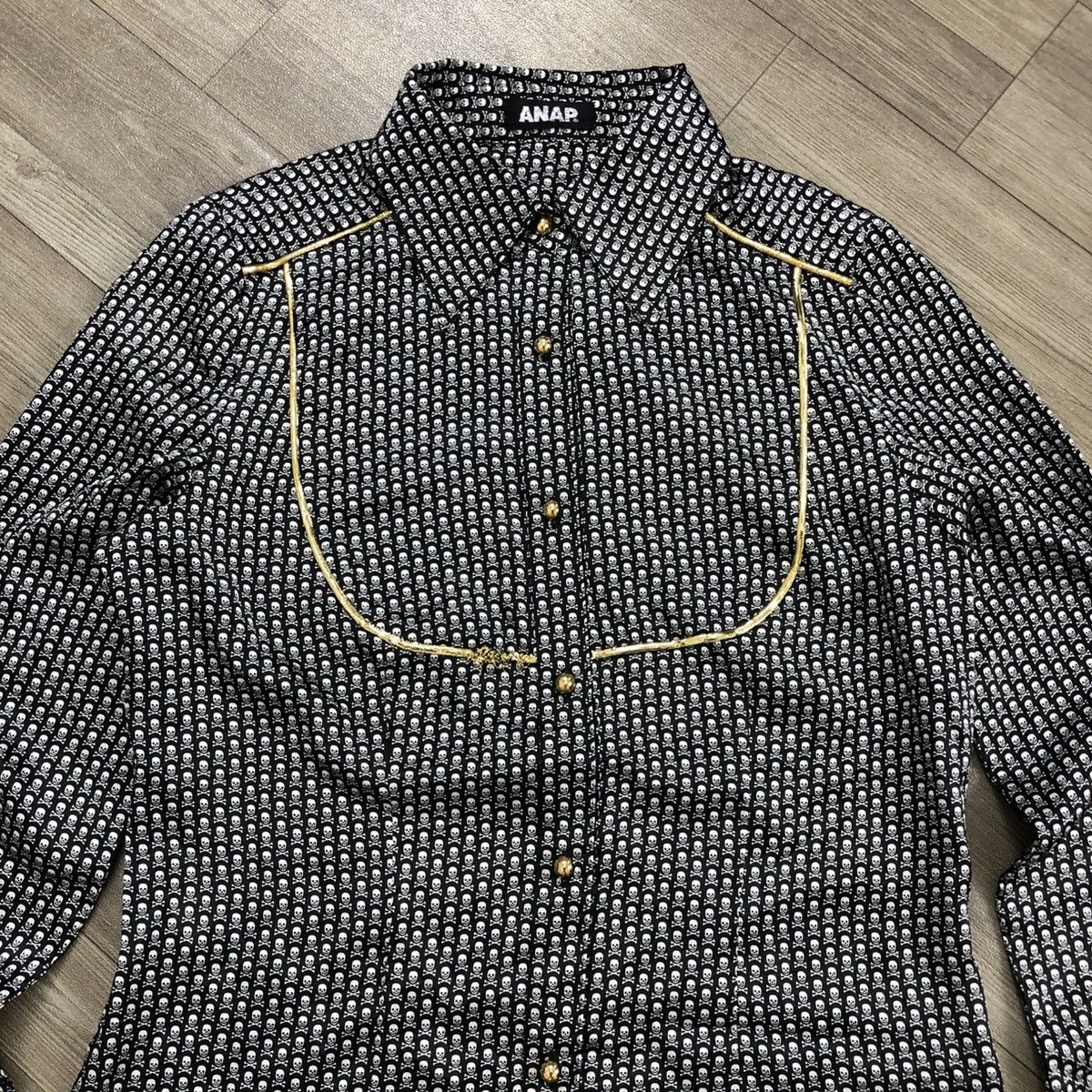 If Six Was Nine × Japanese Brand × Seditionaries 2000s Anap Skulls Full Print Lgb Gothic Goa Style Button Up Size US L / EU 52-54 / 3 - 2 Thumbnail