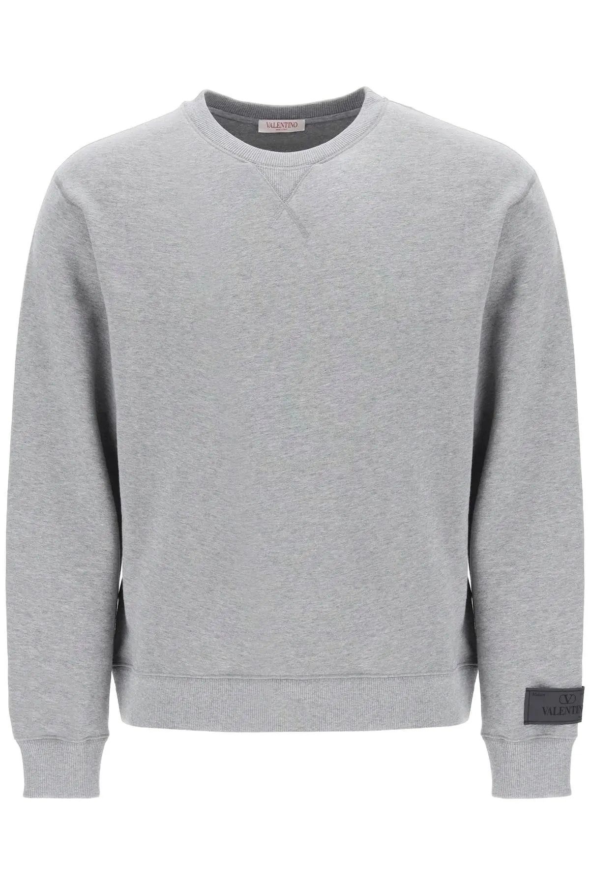 image of Valentino Garavani O1S22I1N0124 Melange Cotton Sweatshirt In Grey, Men's (Size Small)