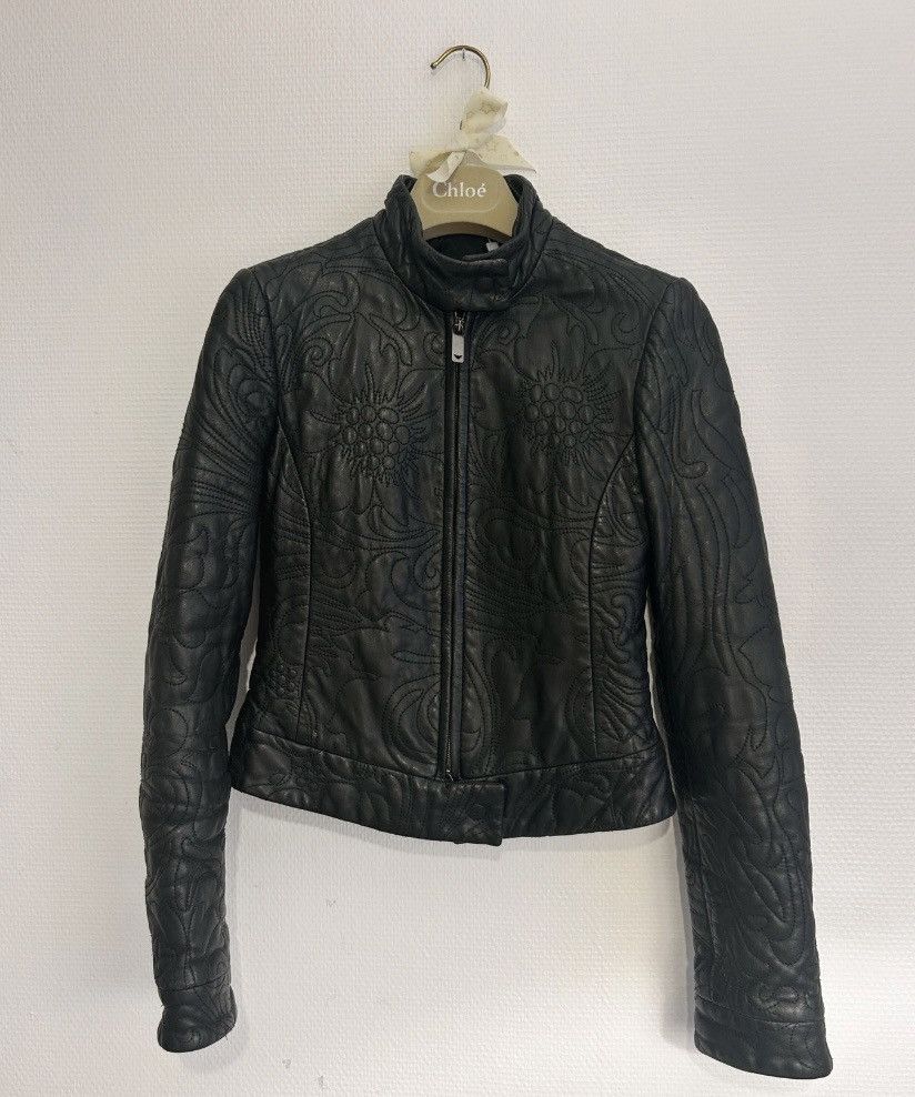Emporio Armani Emporio Armani Vintage Embroidered Leather Jacket - Black Size XS / US 0-2 / IT 36-38 - 14 Thumbnail