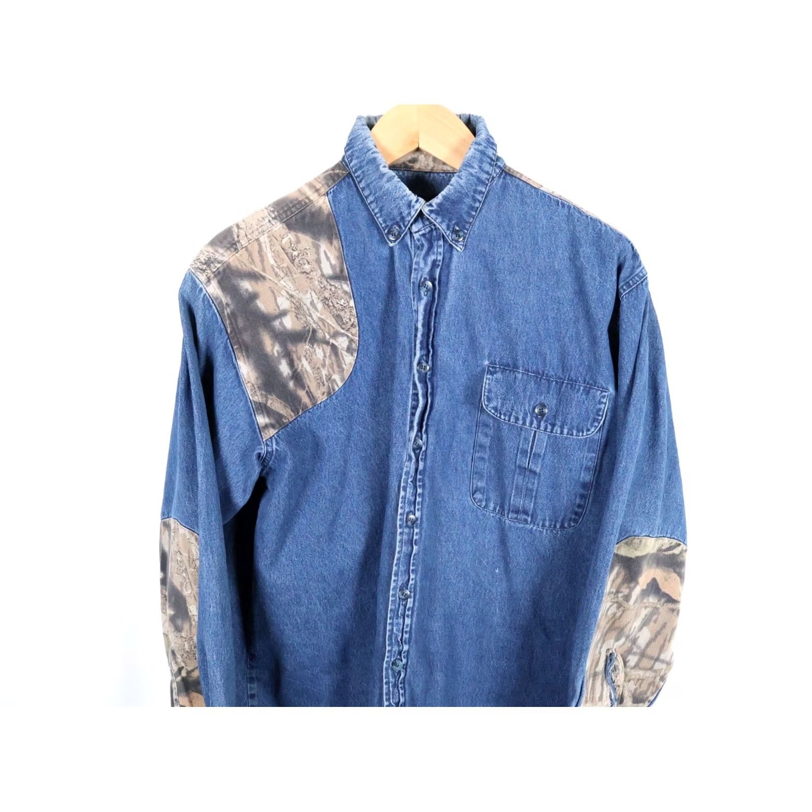 Denime Scottish Greys Denim Shirt Men's Large Blue Camo Grunge 90s Casual Workwear Button-Up Long Sleeve Denim Shirt Size US L / EU 52-54 / 3 - 4 Thumbnail