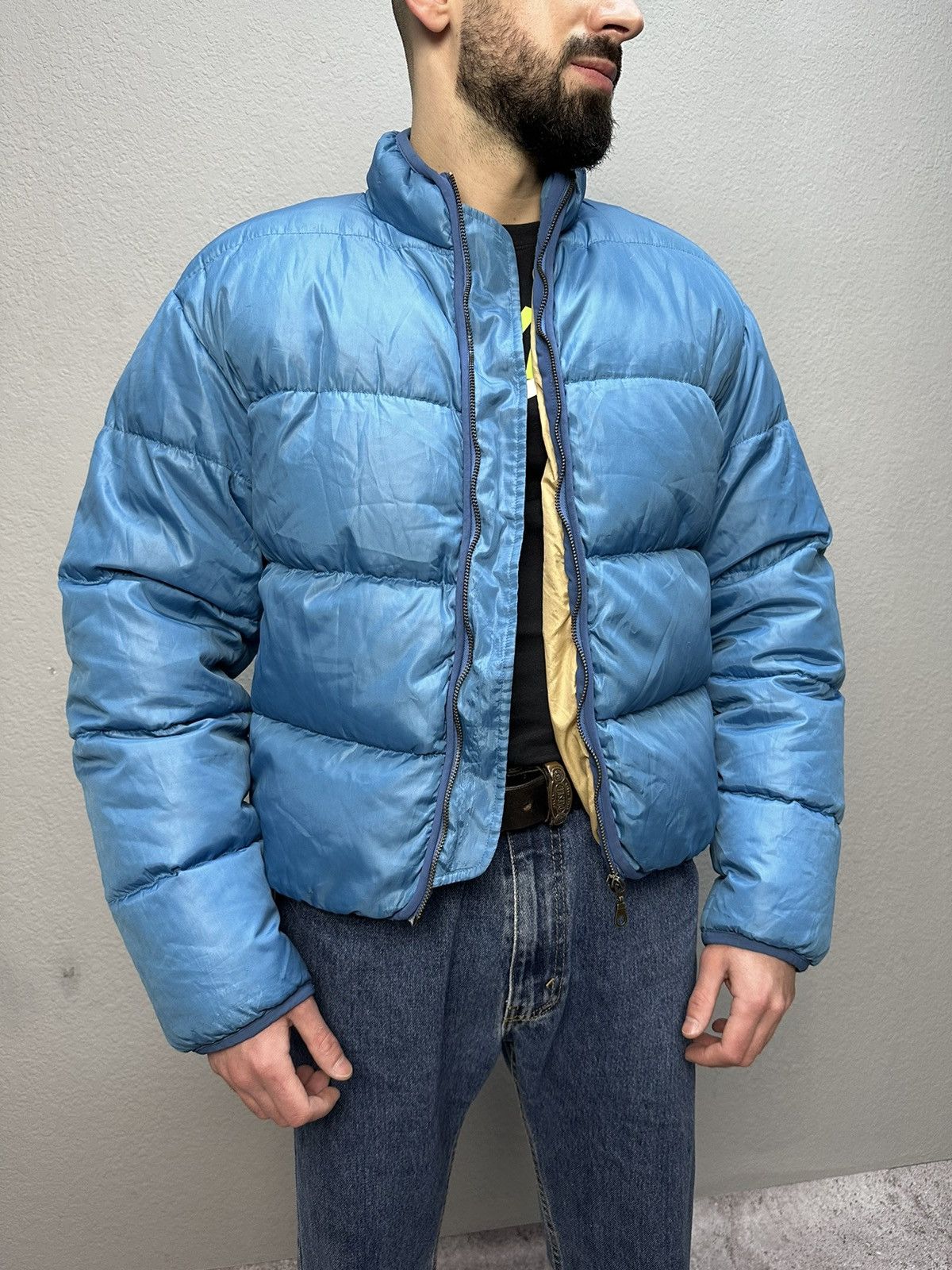 image of Diesel Bomber Puffer Jacket Cropped 90’S Blue, Men's (Size Medium)