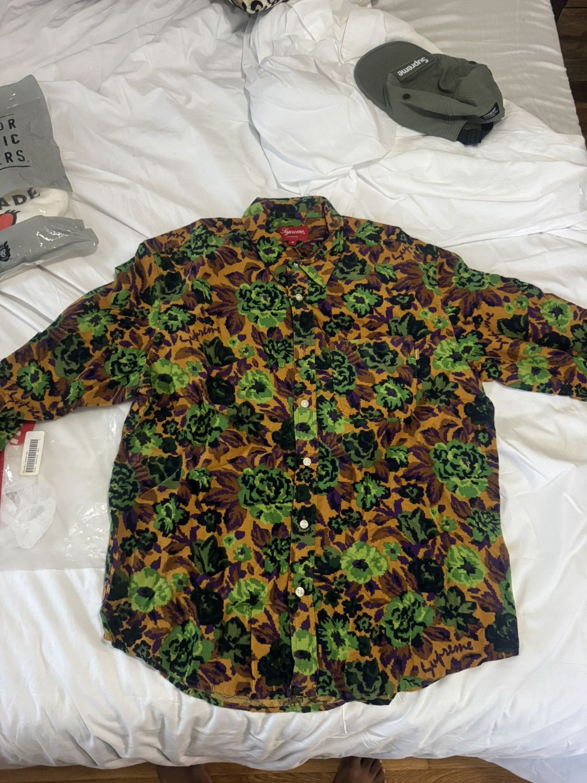 Supreme Digi Floral corduroy Shirt “Gold” Size US M / EU 48-50 / 2 - 1 Thumbnail