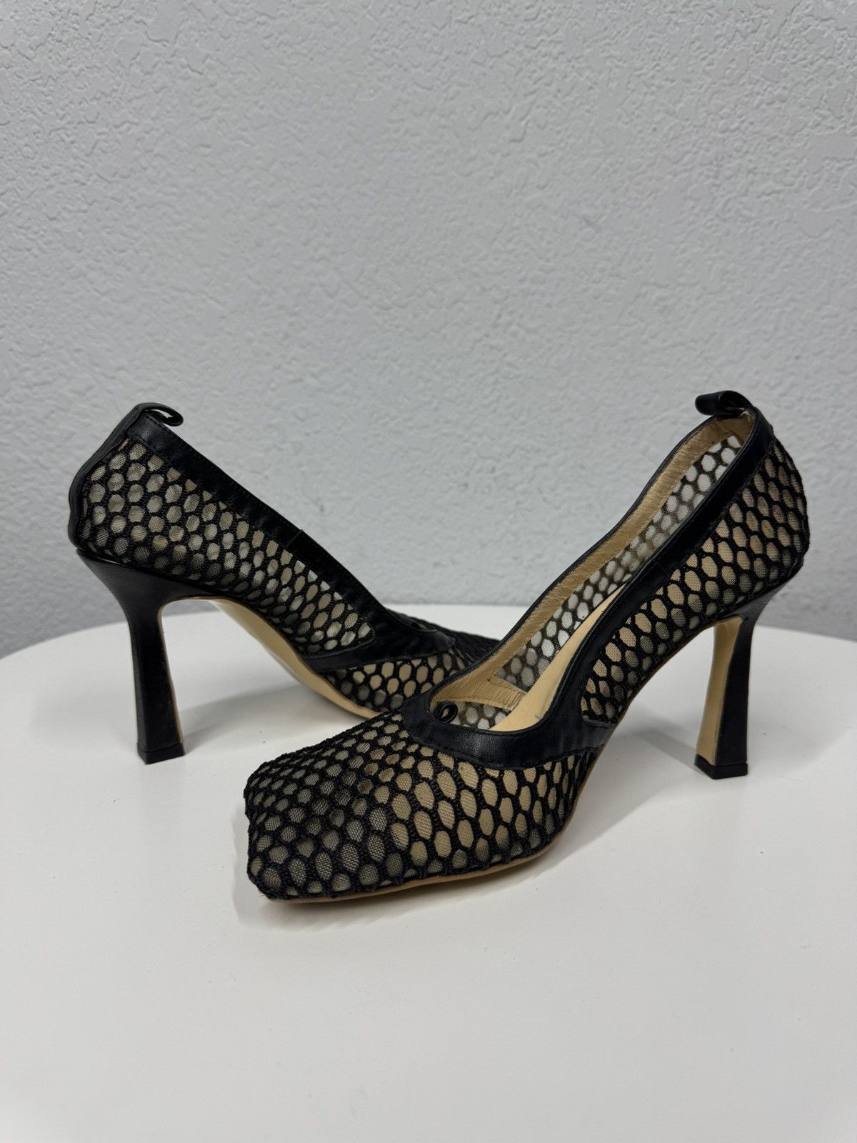 Bottega Veneta Vintage Bottega Veneta Black Net Mesh Leather Sandal Heel Size US 8 / IT 38 - 10 Thumbnail