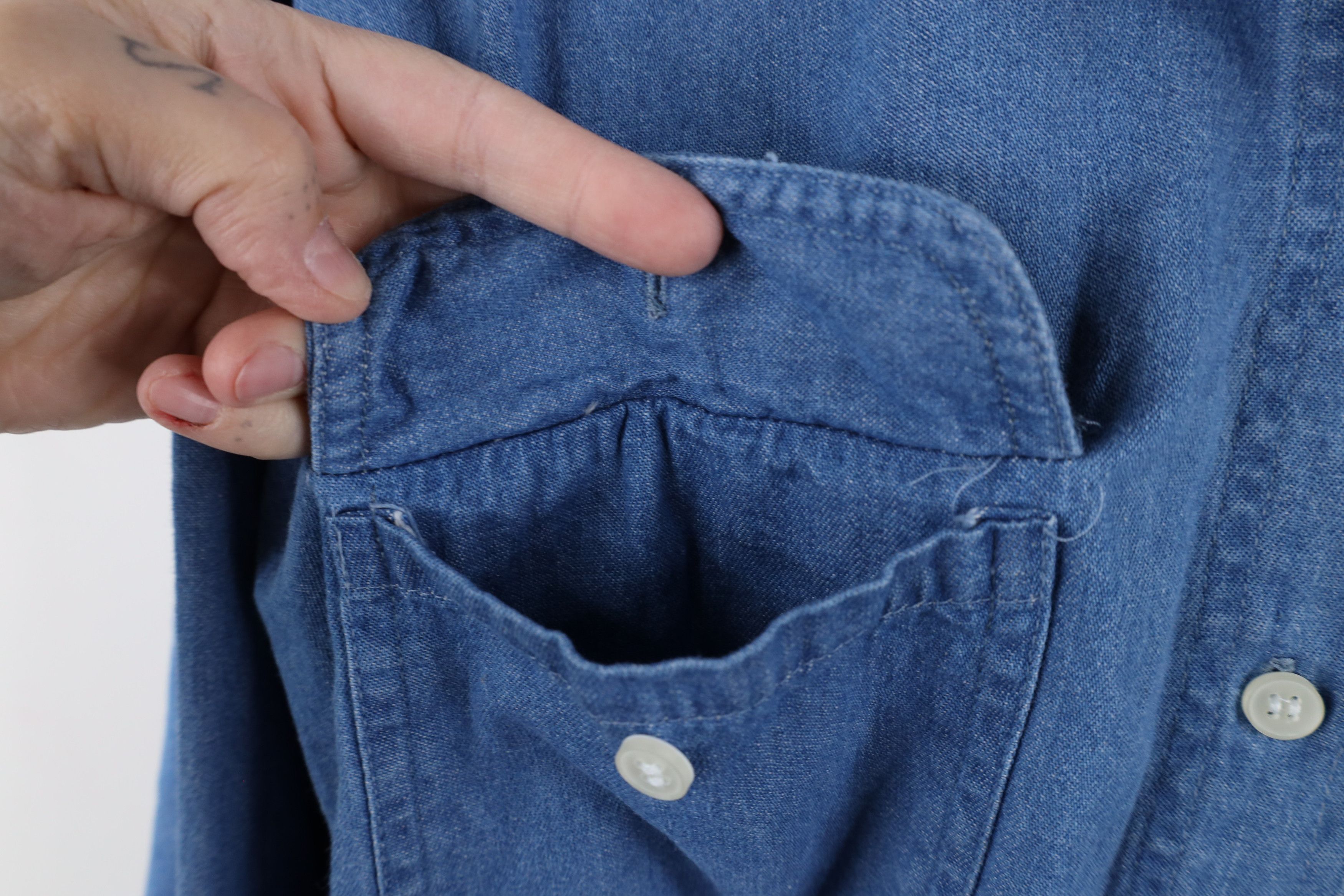 Vintage Vintage 90s Streetwear Collared Denim Jean Button Shirt Blue Size US XL / EU 56 / 4 - 5 Thumbnail