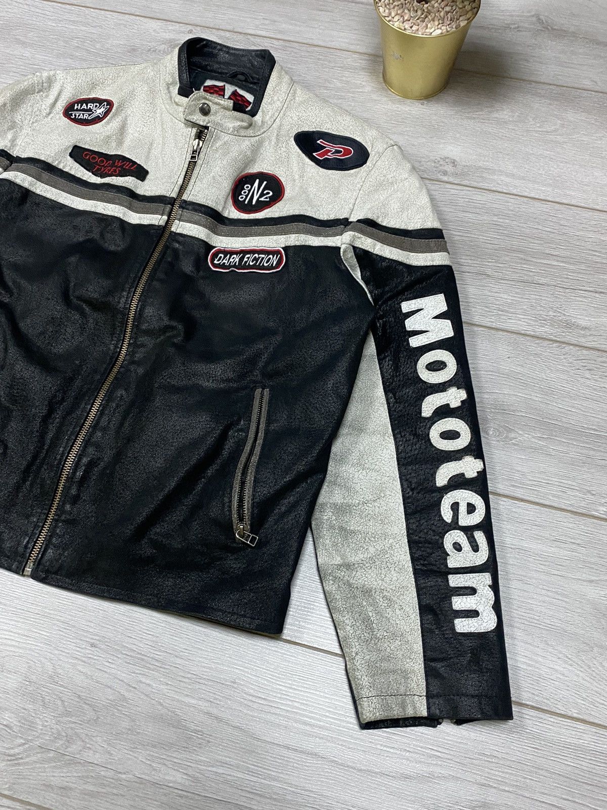 Vintage Moto team leather Stop n fee free vintage racing jacket Size US XXL / EU 58 / 5 - 6 Thumbnail