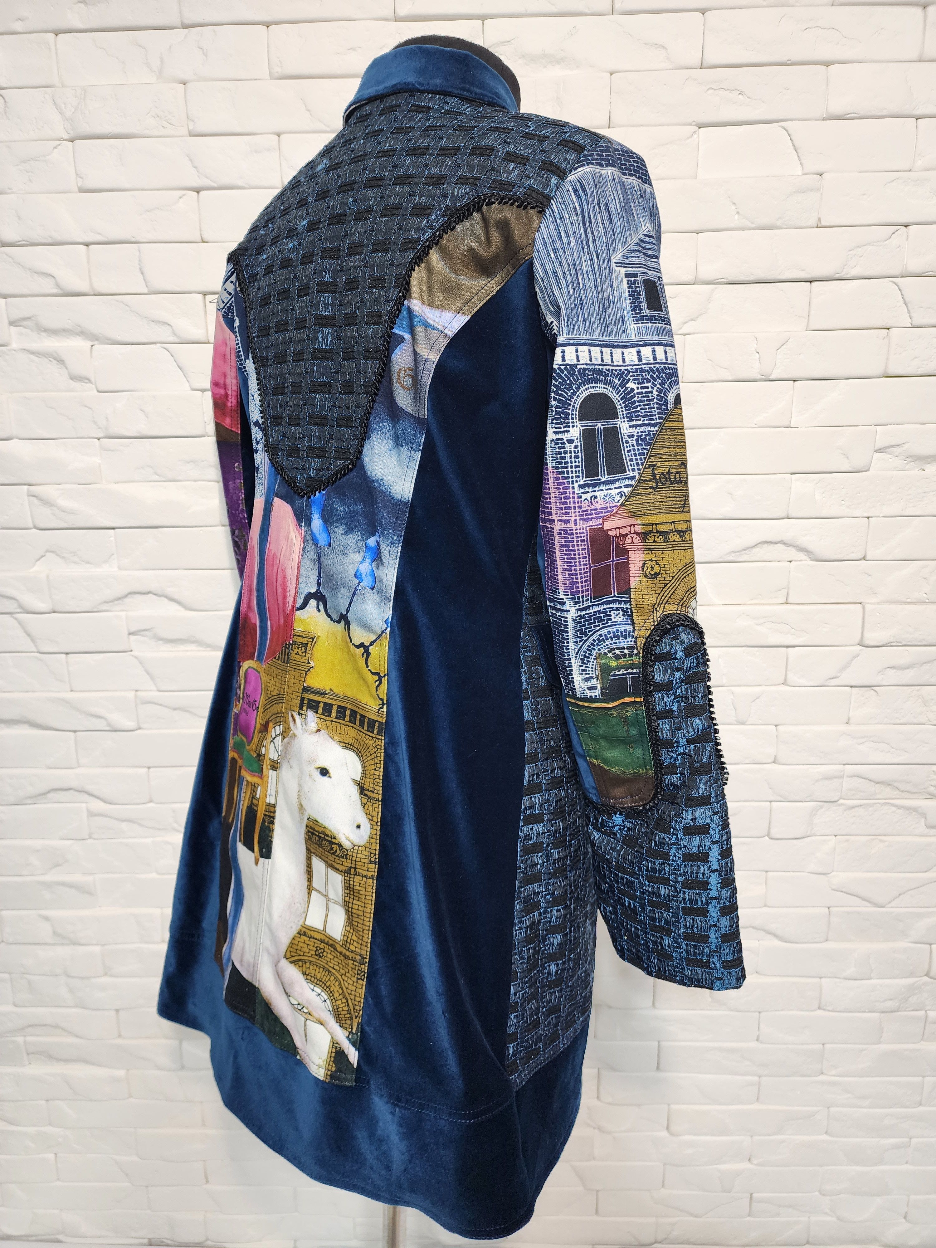 Designer Women's Multi-colored Cotton Jacket. Size L / US 10 / IT 46 - 5 Thumbnail