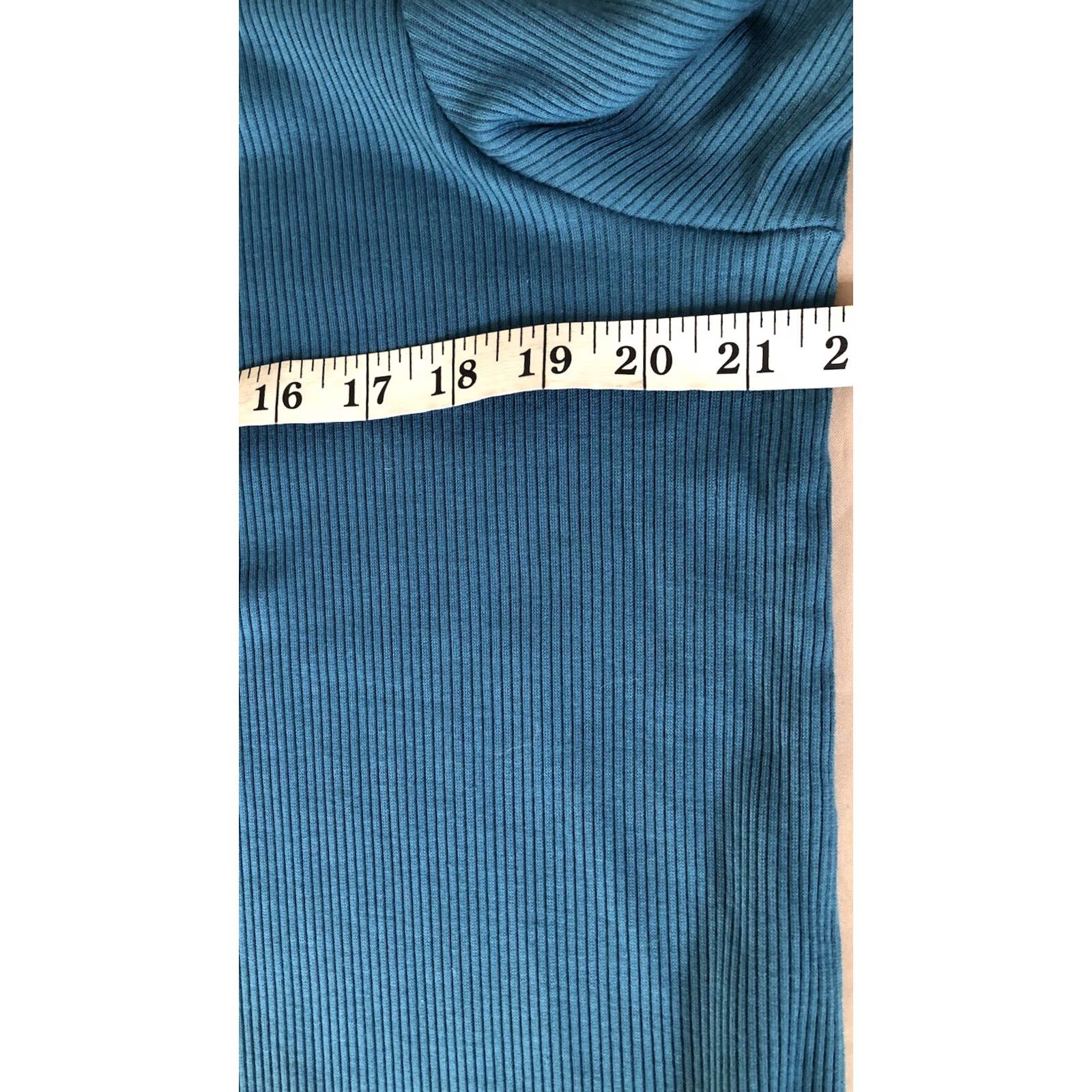 Altea MainStreet Blues Sweater L Teal Turtleneck Ribbed Knit Short Sleeve Classic Size L / US 10 / IT 46 - 4 Thumbnail