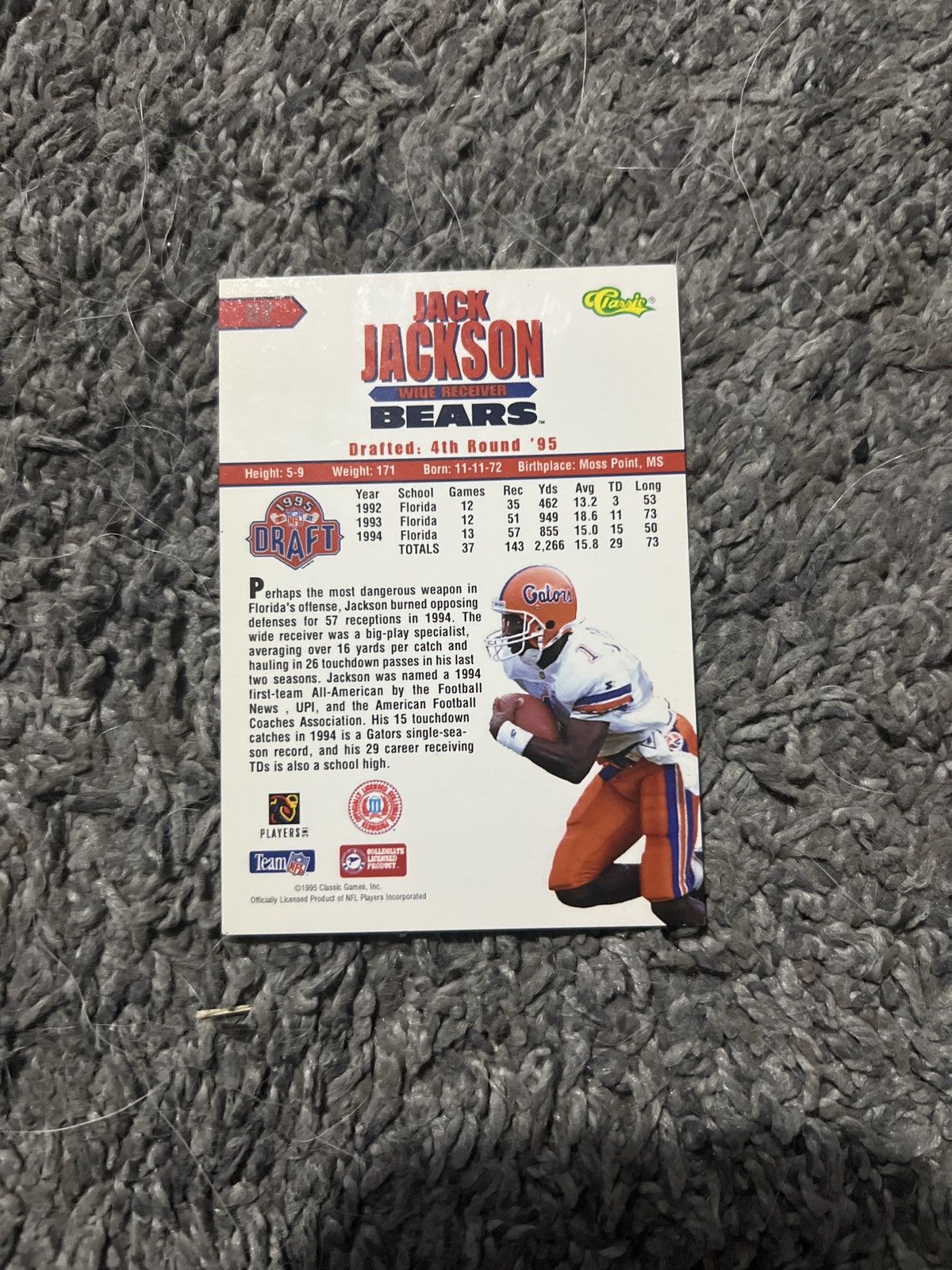 NFL 1995 Classic #62 Jack Jackson Card Size ONE SIZE - 2 Thumbnail