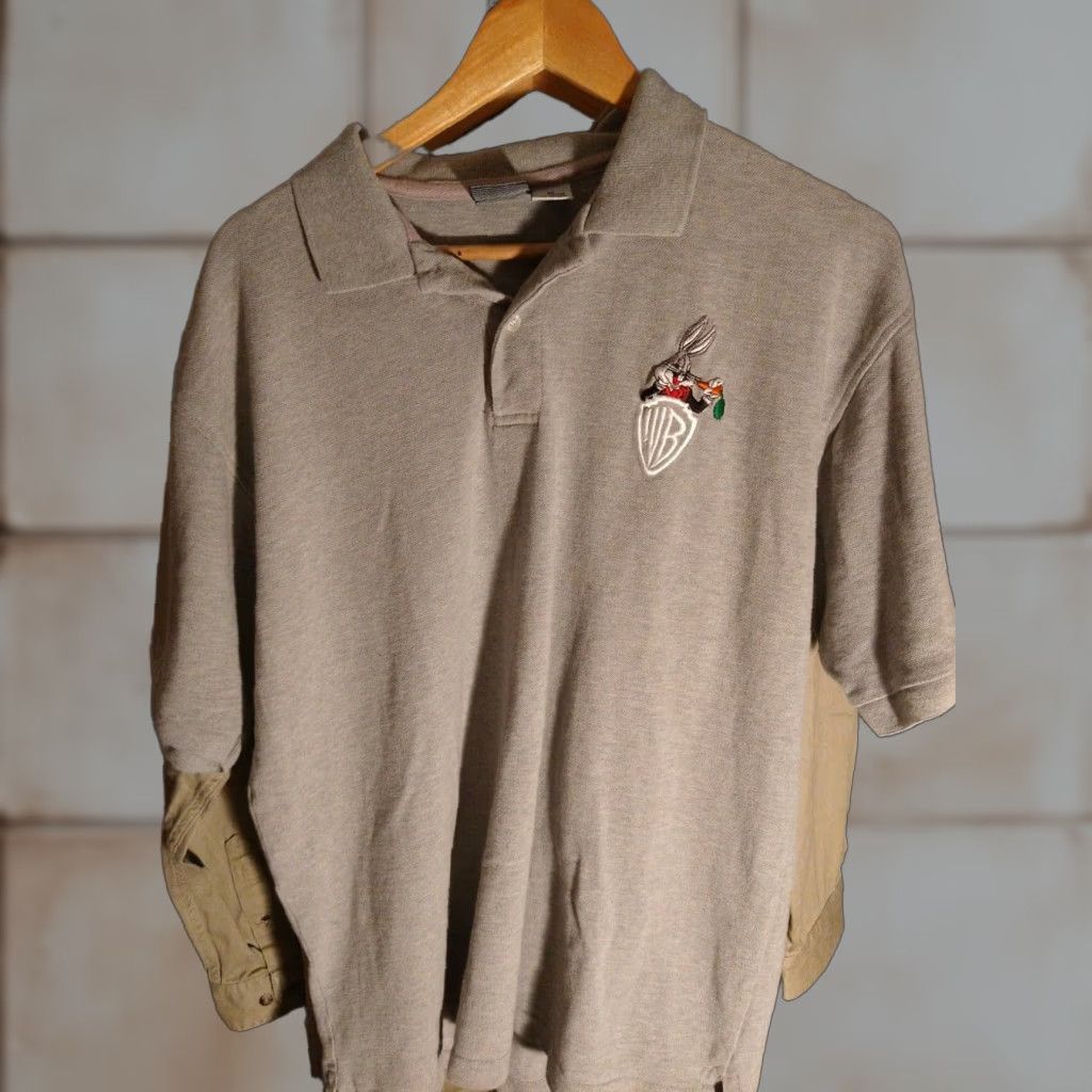 Vintage VINTAGE Warner Brothers Bugs Bunny Polo Shirt XL 90s Gray 100% Cotton Embroidered WB Israel Men’s? Size US XL / EU 56 / 4 - 1 Thumbnail
