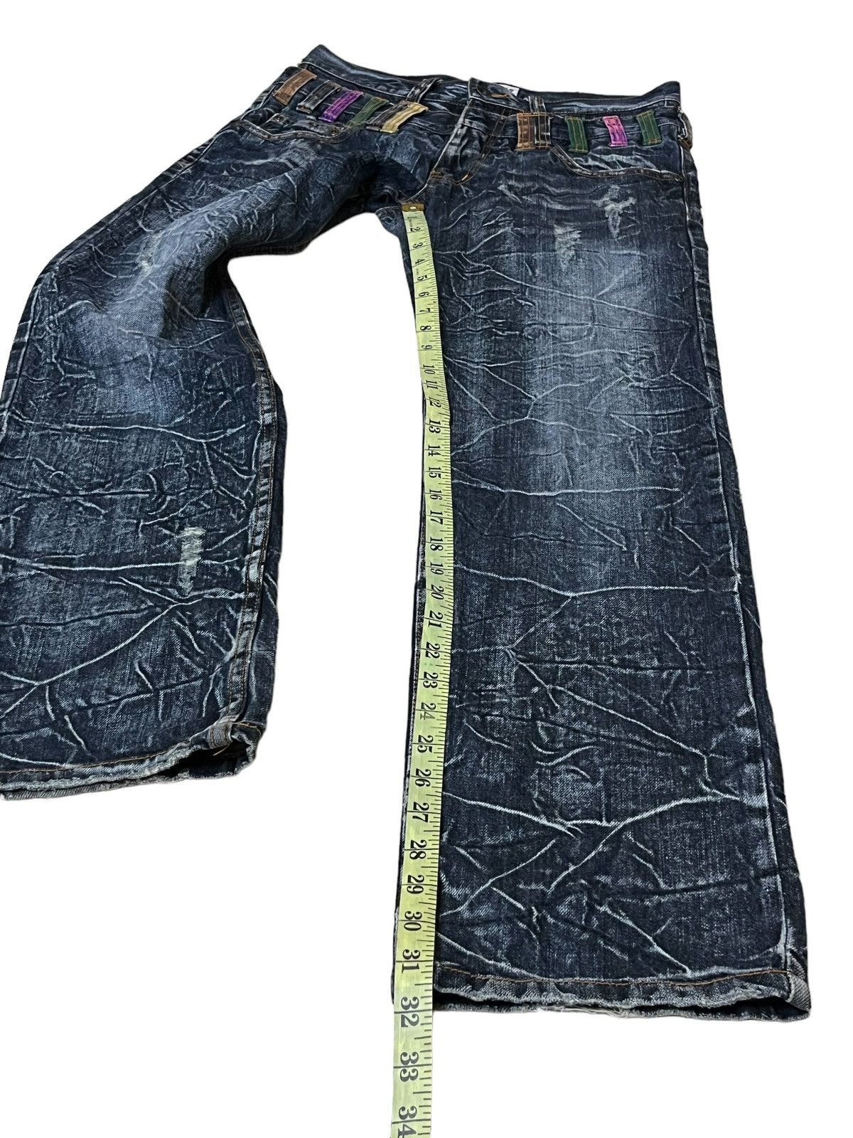 Japanese Brand SICK🔥JAPANESE BRAND "NYLAUS JEANS" DOUBLE WAIST JEANS/DENIM Size US 31 - 16 Thumbnail
