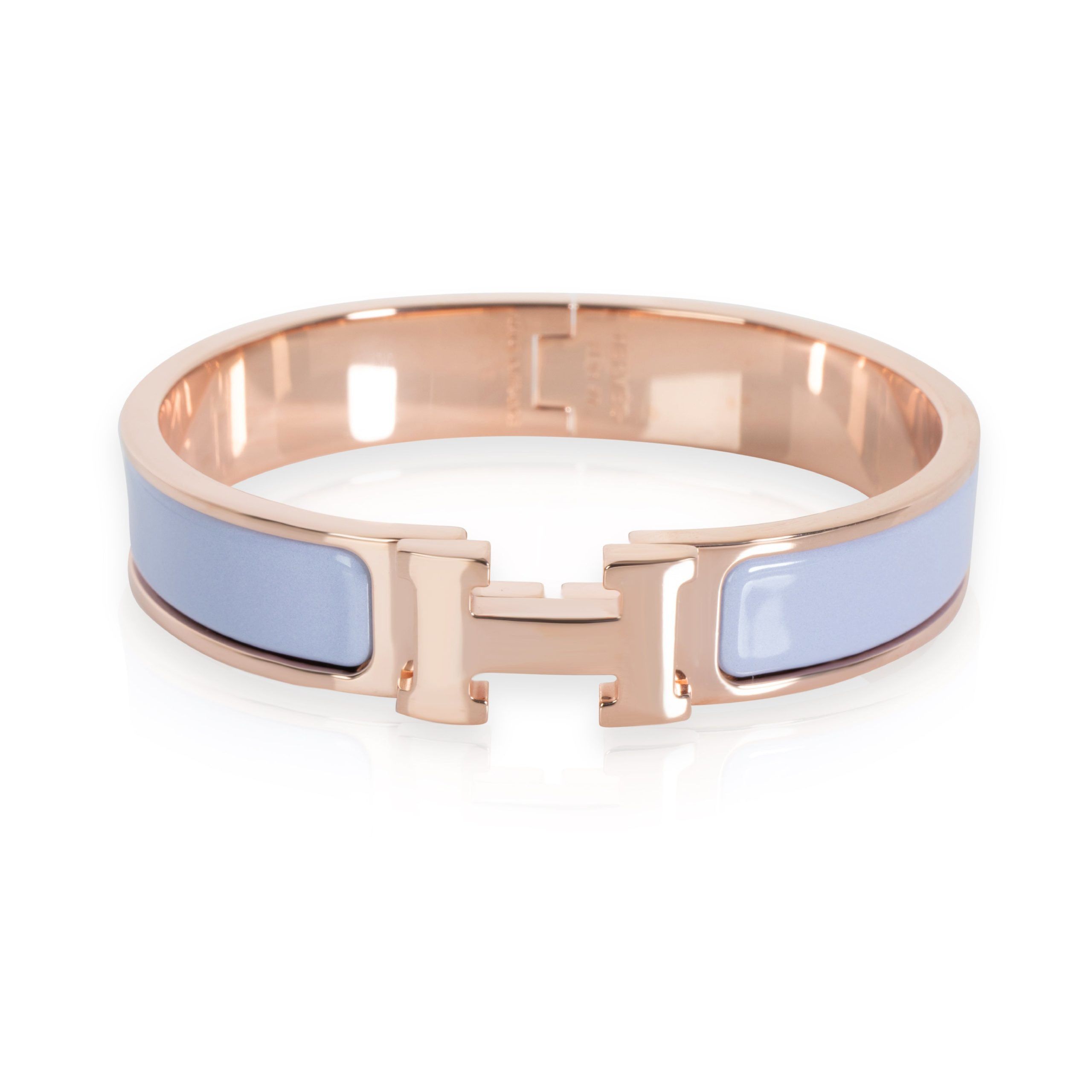 image of Hermes Clic H Rose Gold Plated Hardware Lavender Bracelet, Women's