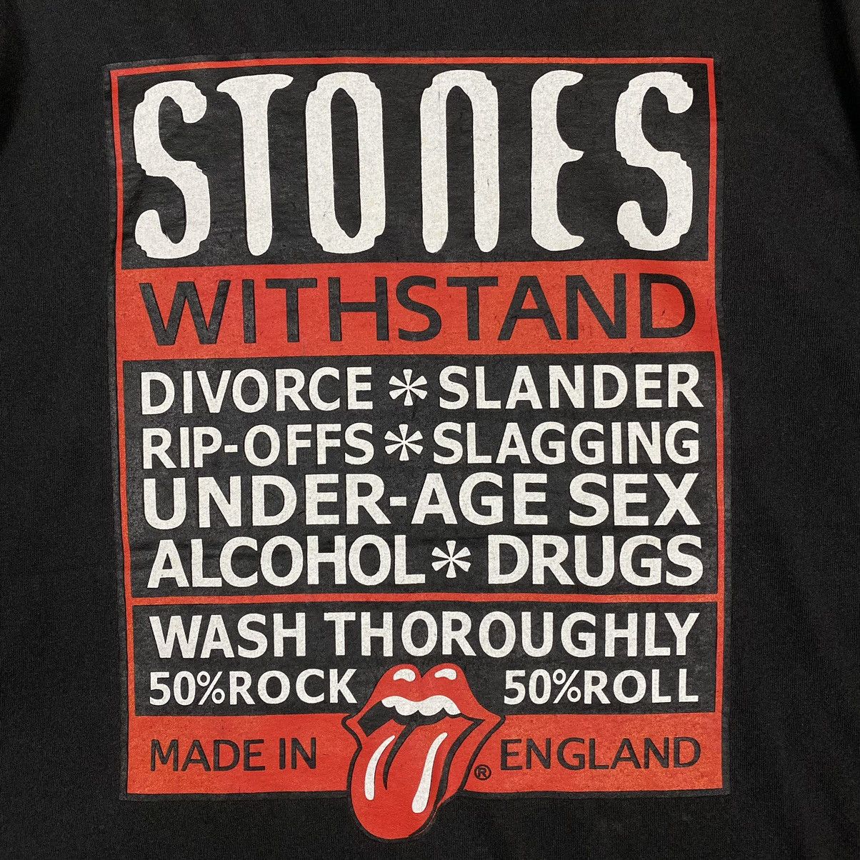 Band Tees × The Rolling Stones × Vintage THE ROLLING STONES STONES WITHSTAND MADE IN ENGLAND TEE Size US M / EU 48-50 / 2 - 8 Thumbnail