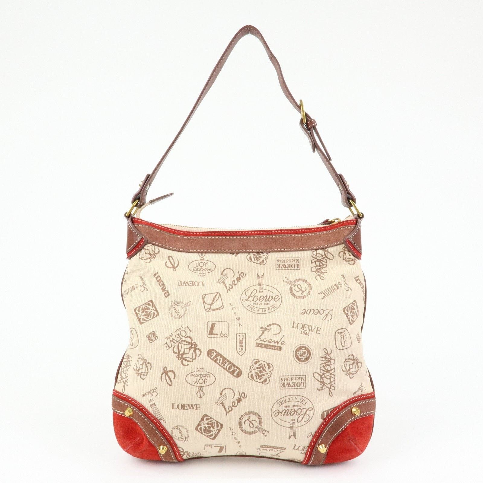 Loewe Loewe Logo Canvas & Suede Shoulder Bag Beige Size ONE SIZE - 2 Thumbnail