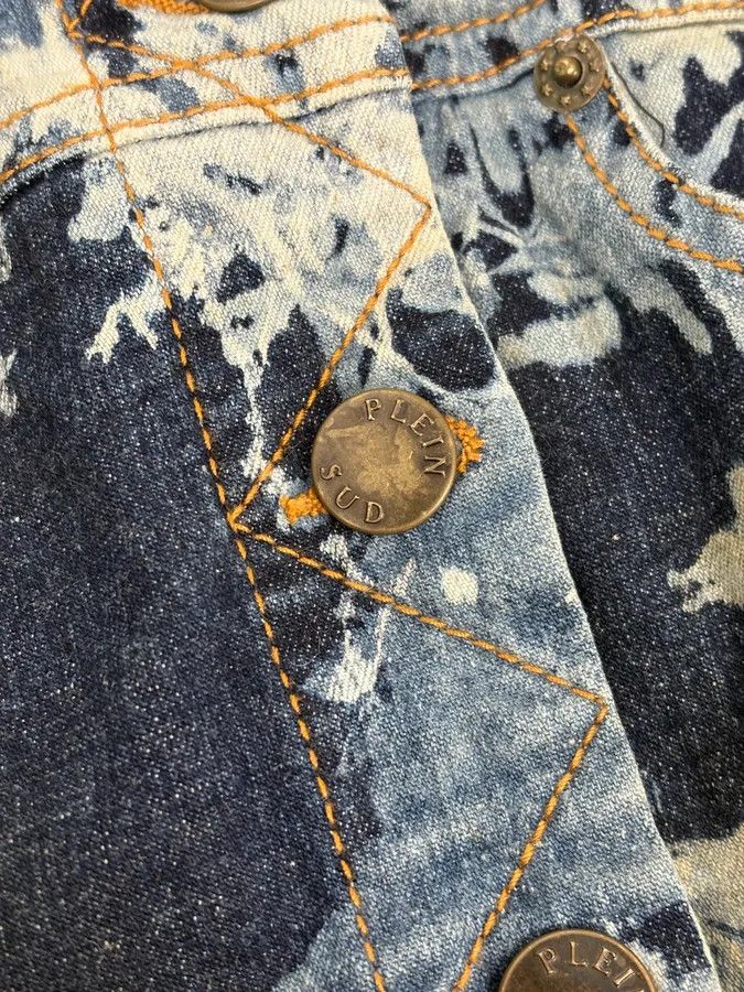 Vintage 2000s Plein Sud Navy Acid Wash Cropped Denim Jacket Size S / US 4 / IT 40 - 5 Thumbnail