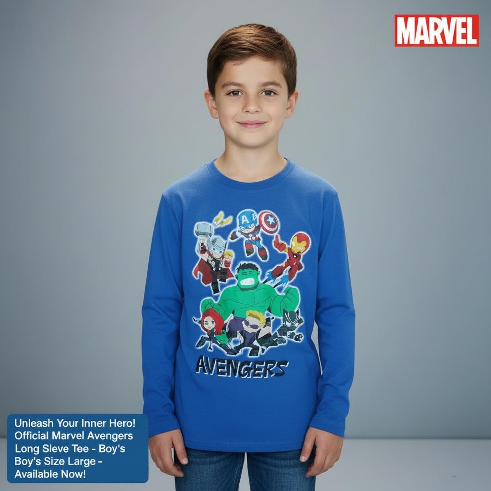 Marvel Comics Boys' Large Avengers Long Sleeve Tee Size US L / EU 52-54 / 3 - 2 Thumbnail