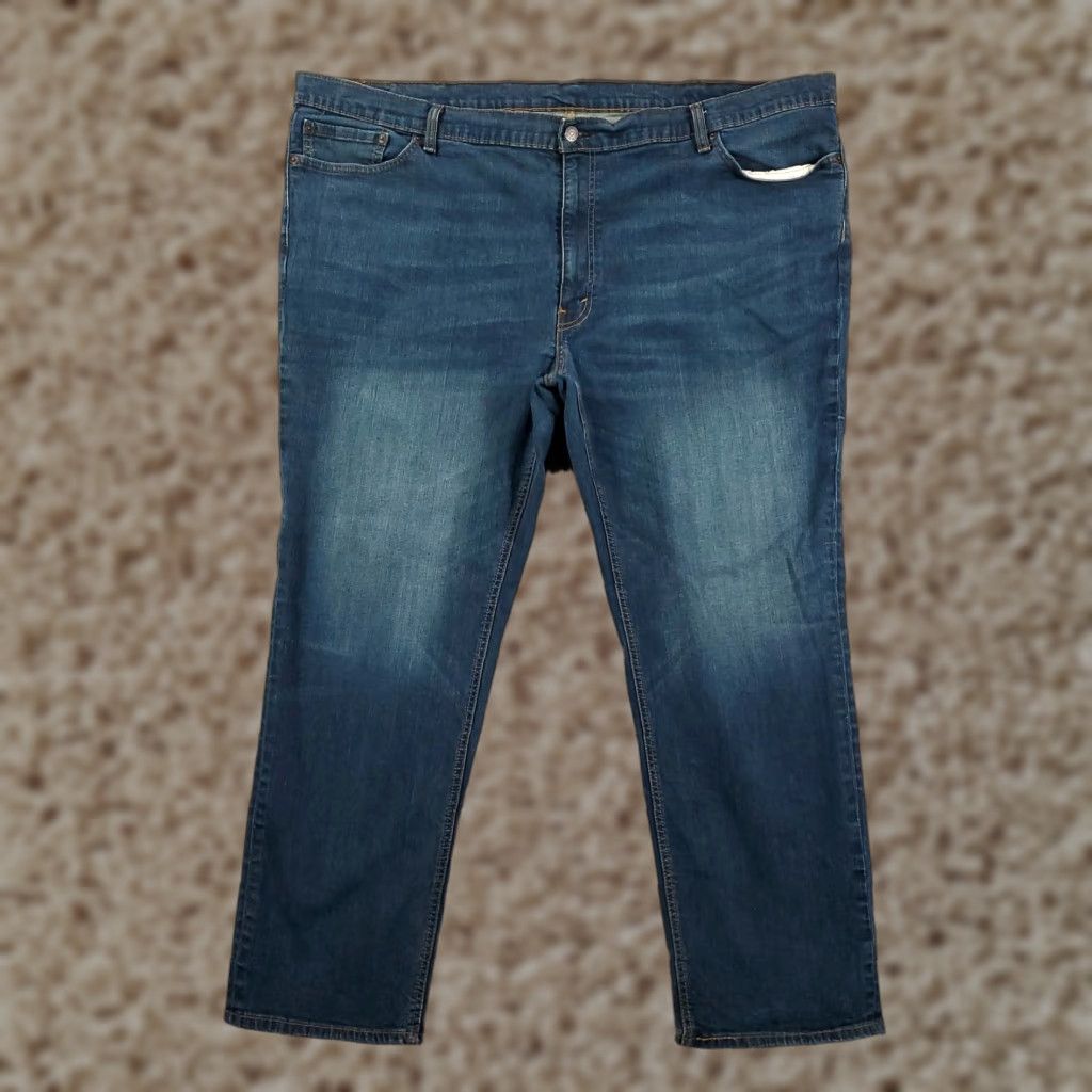 Levi's Levi's Jeans 541 Slim Straight 52x32 Blue Denim Stretch 5-Pocket Logo Zipper Button Men Big & Tall Size US 36 / EU 52 - 1 Thumbnail
